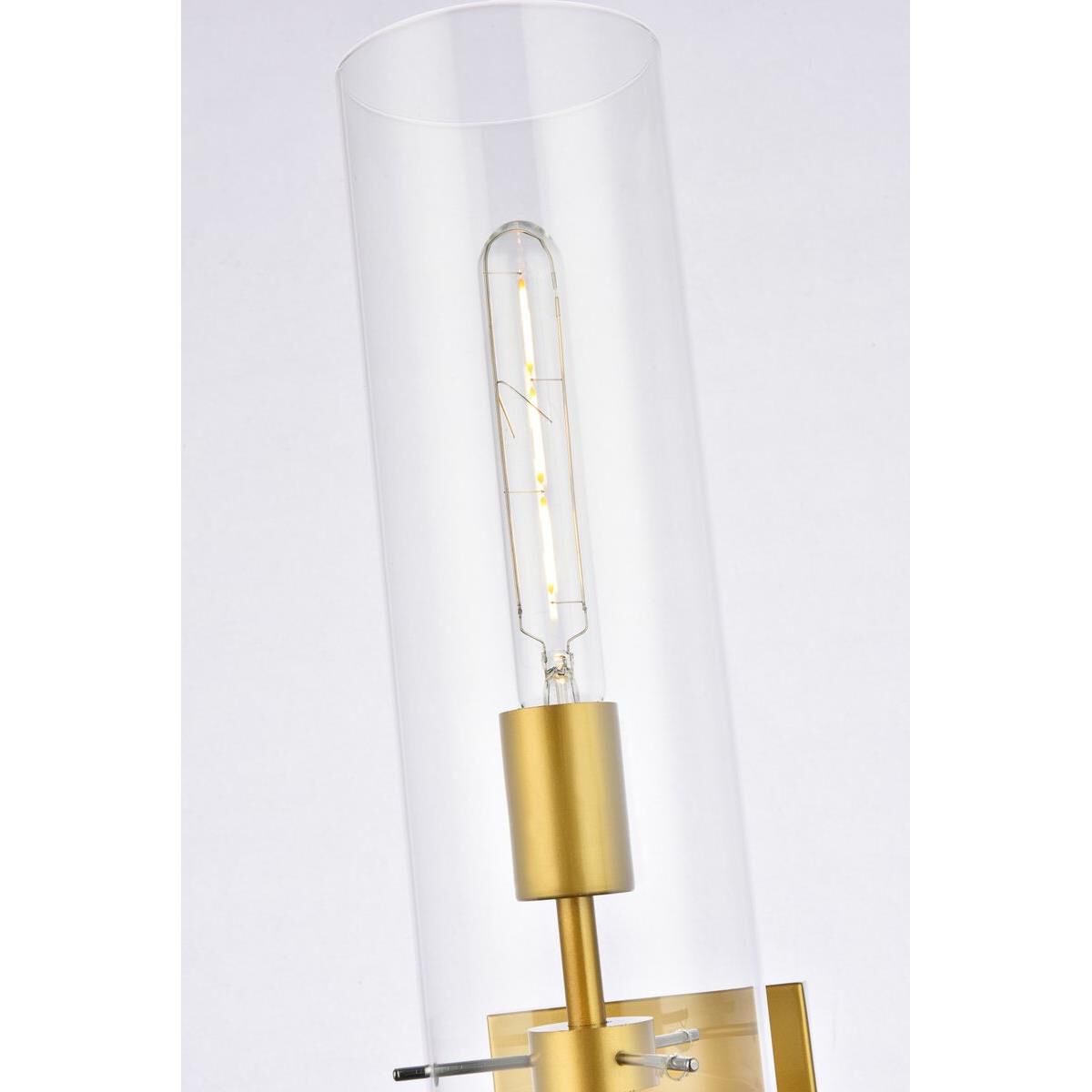 Shown in Brass finish and Clear glass