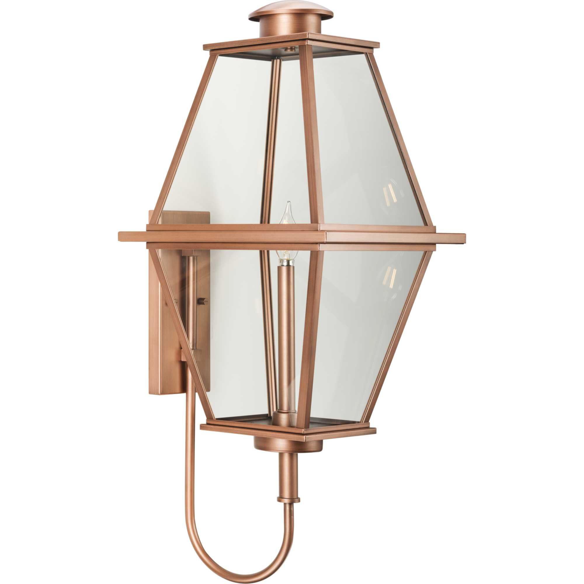 Shown in Antique Copper finish and Clear glass
