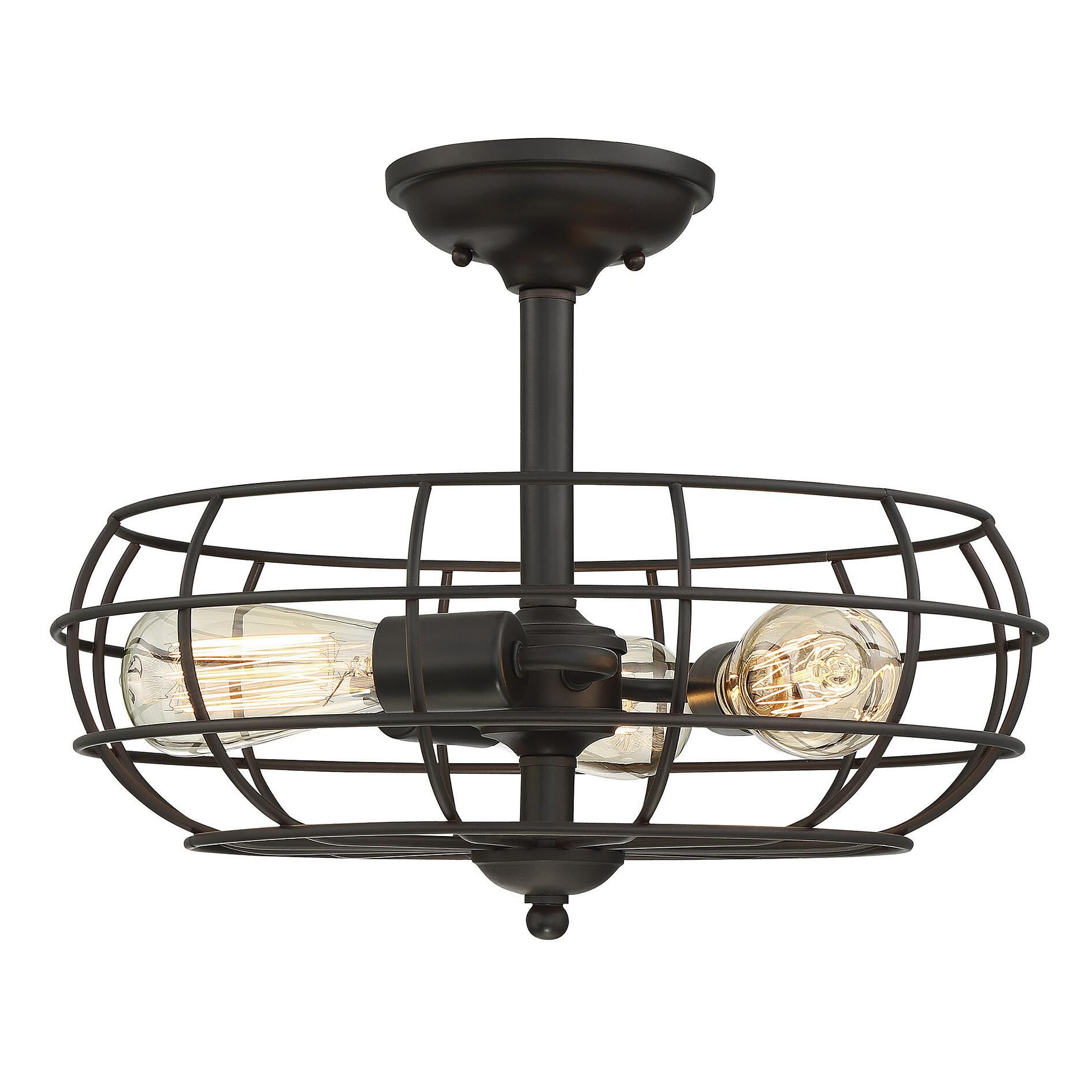 Scout 16 Inch 3 Light Semi Flush Mount by Savoy House