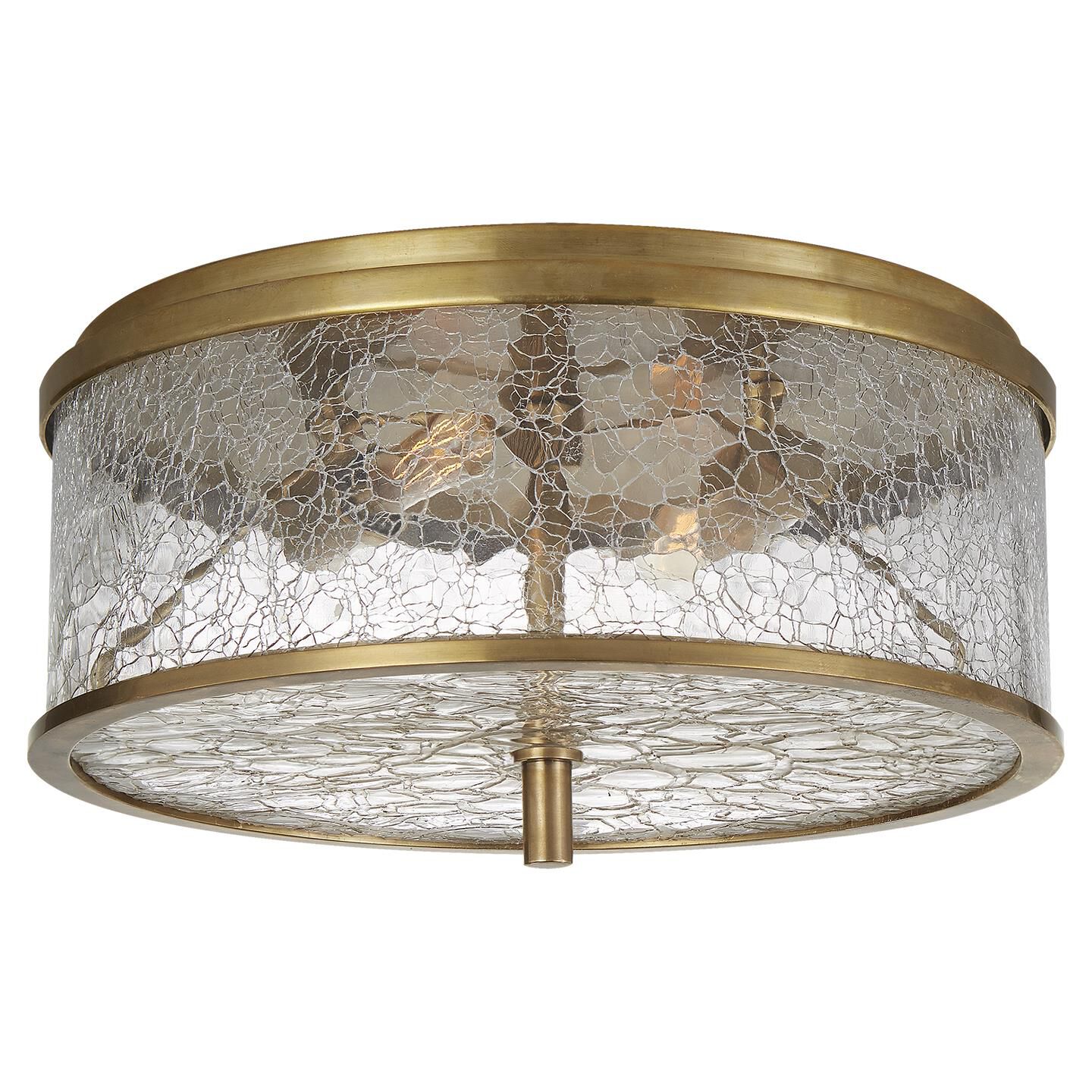 Shown in Antique-Burnished Brass finish and Crackle glass