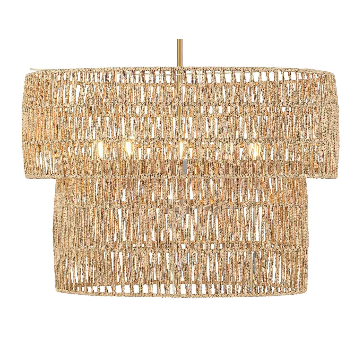 Shown in Soft Brass finish and Papyrus Rope shade