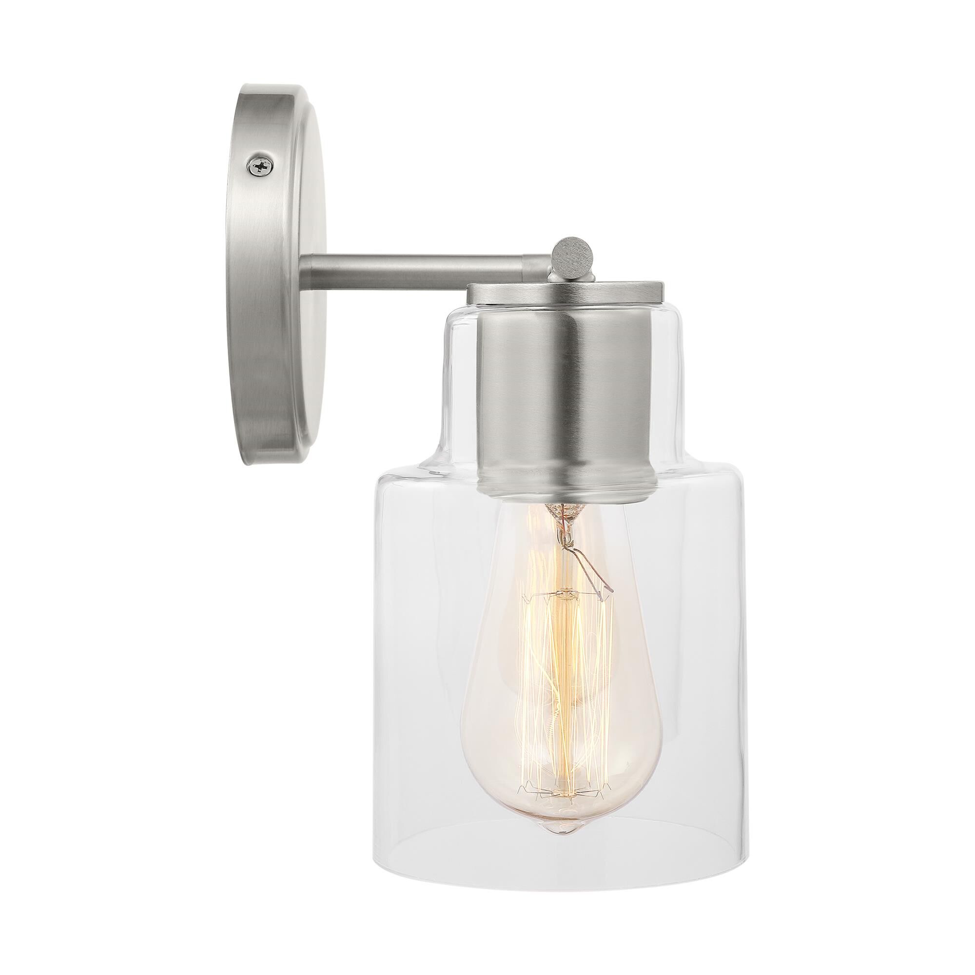Shown in Brushed Steel finish and Clear Glass s shade