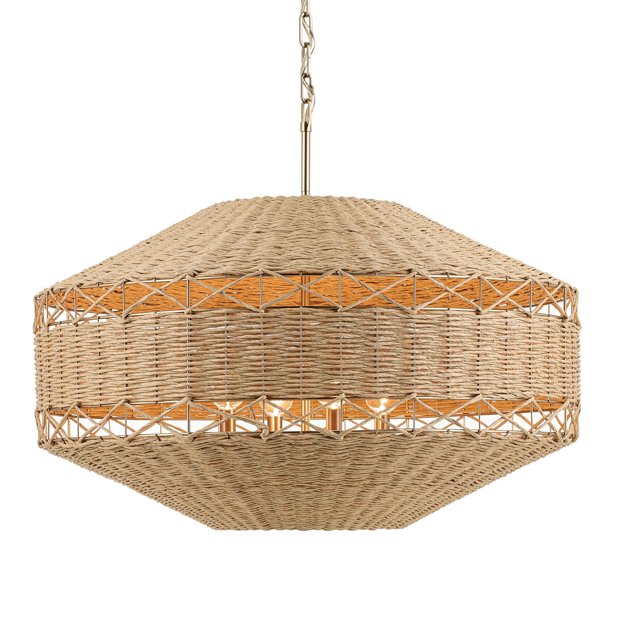 Shown in Champagne Bronze finish and Natural Fibers Textured shade