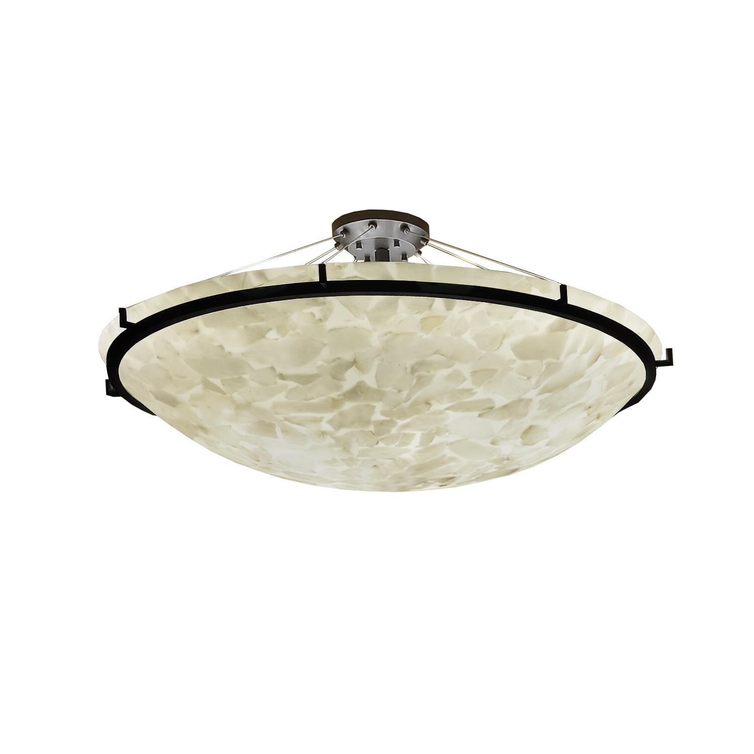 Shown in Dark Bronze finish and Alabaster Rocks glass and Round Bowl (ALR) shade