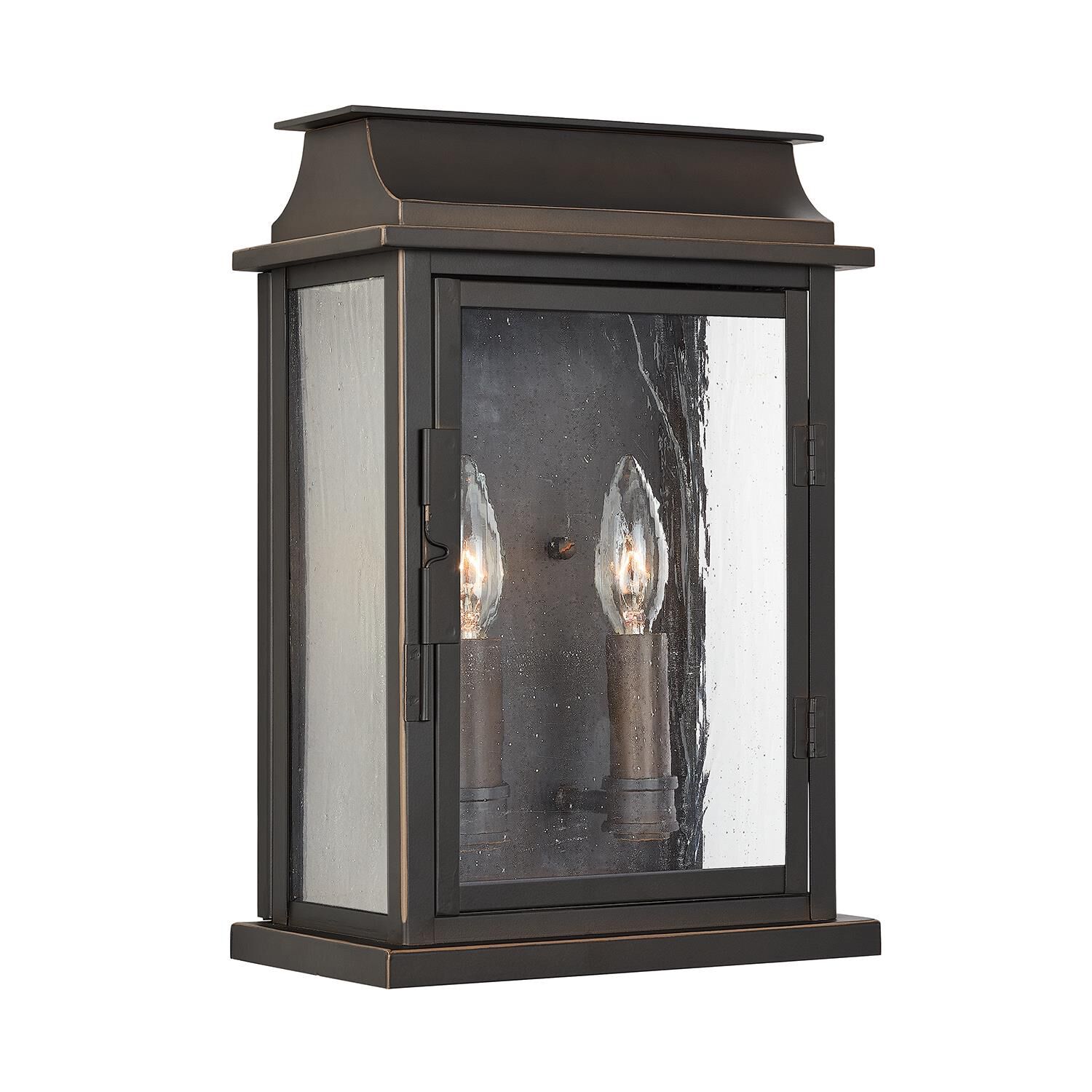 Shown in Oiled Bronze finish and Antiqued glass