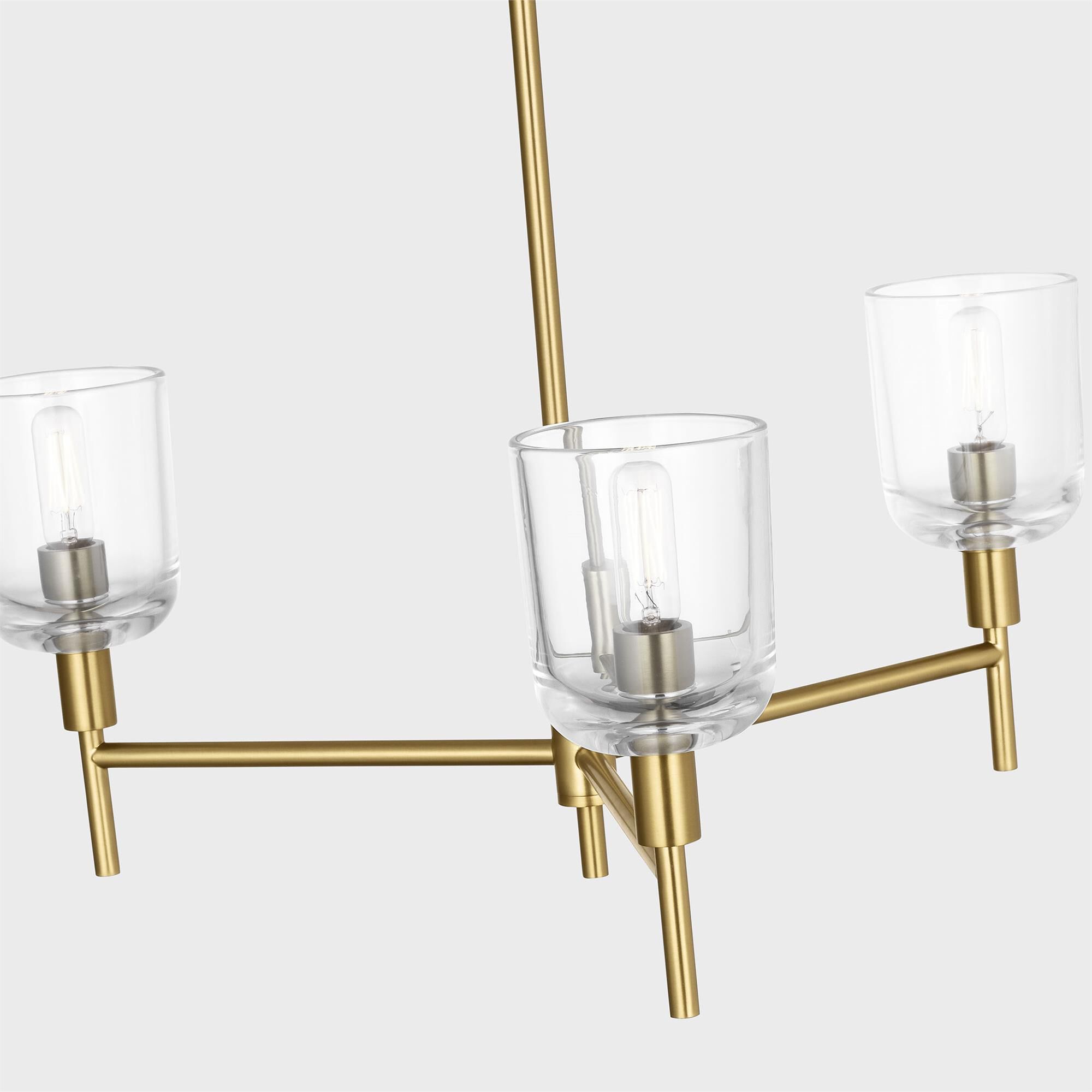 Shown in Burnished Brass finish and Clear glass