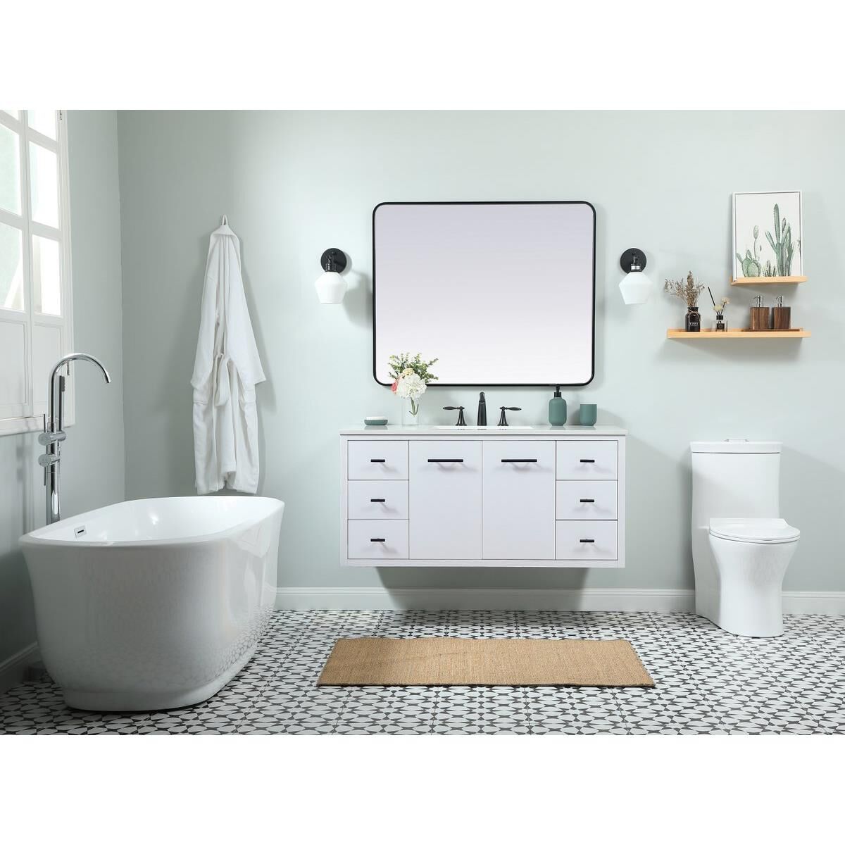 Shown in White finish and No Backsplash accent