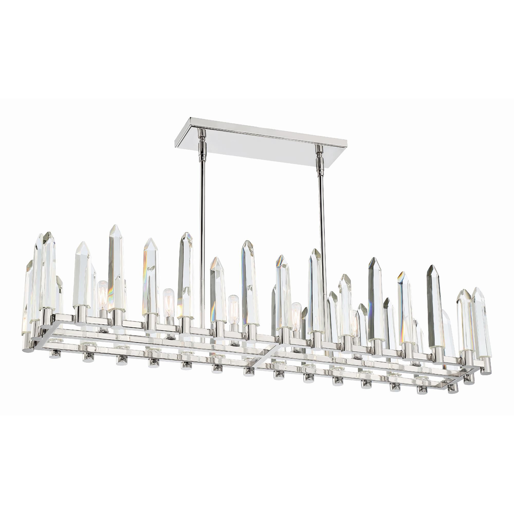 Shown in Polished Nickel finish and Clear Glass crystal