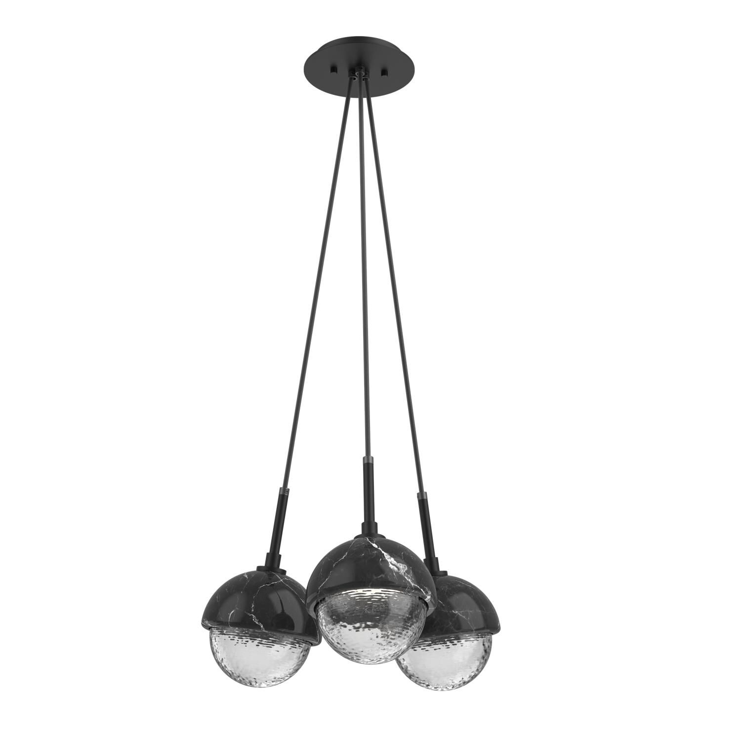 Shown in Matte Black finish and Clear glass and Black Marble accent