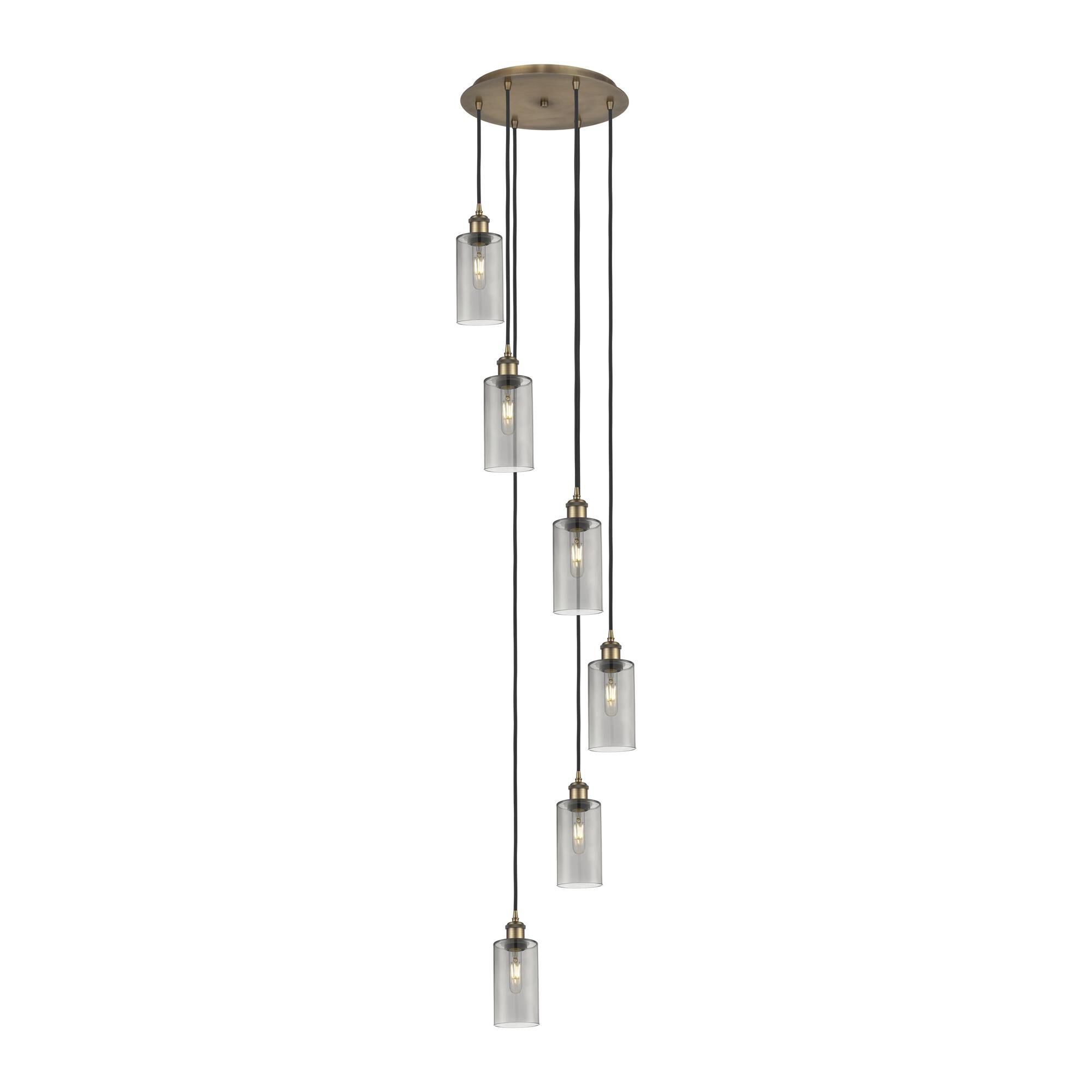 Shown in Brushed Brass finish and Light Smoke shade