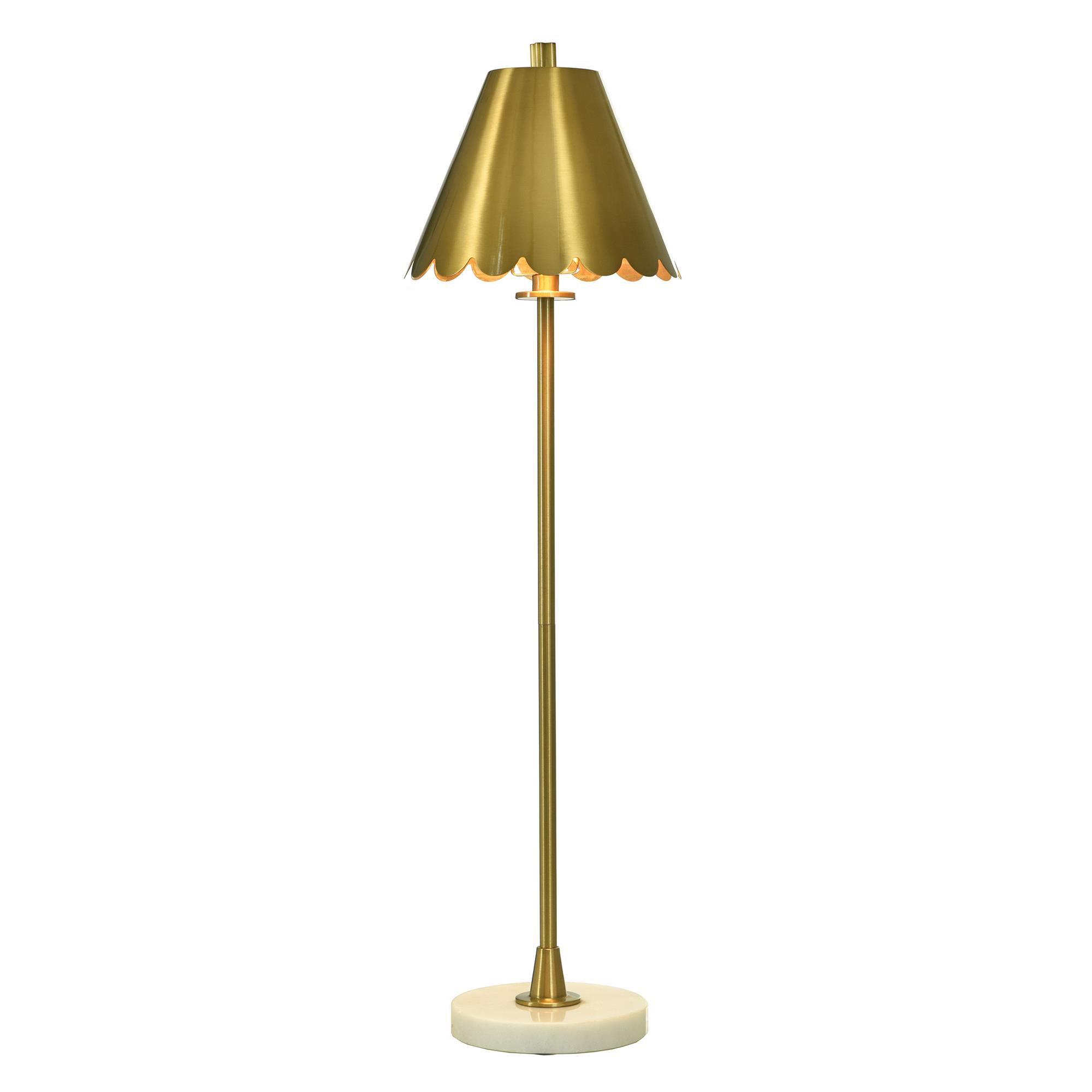 Shown in White Marble and Polished Brass finish and Polished Brass shade