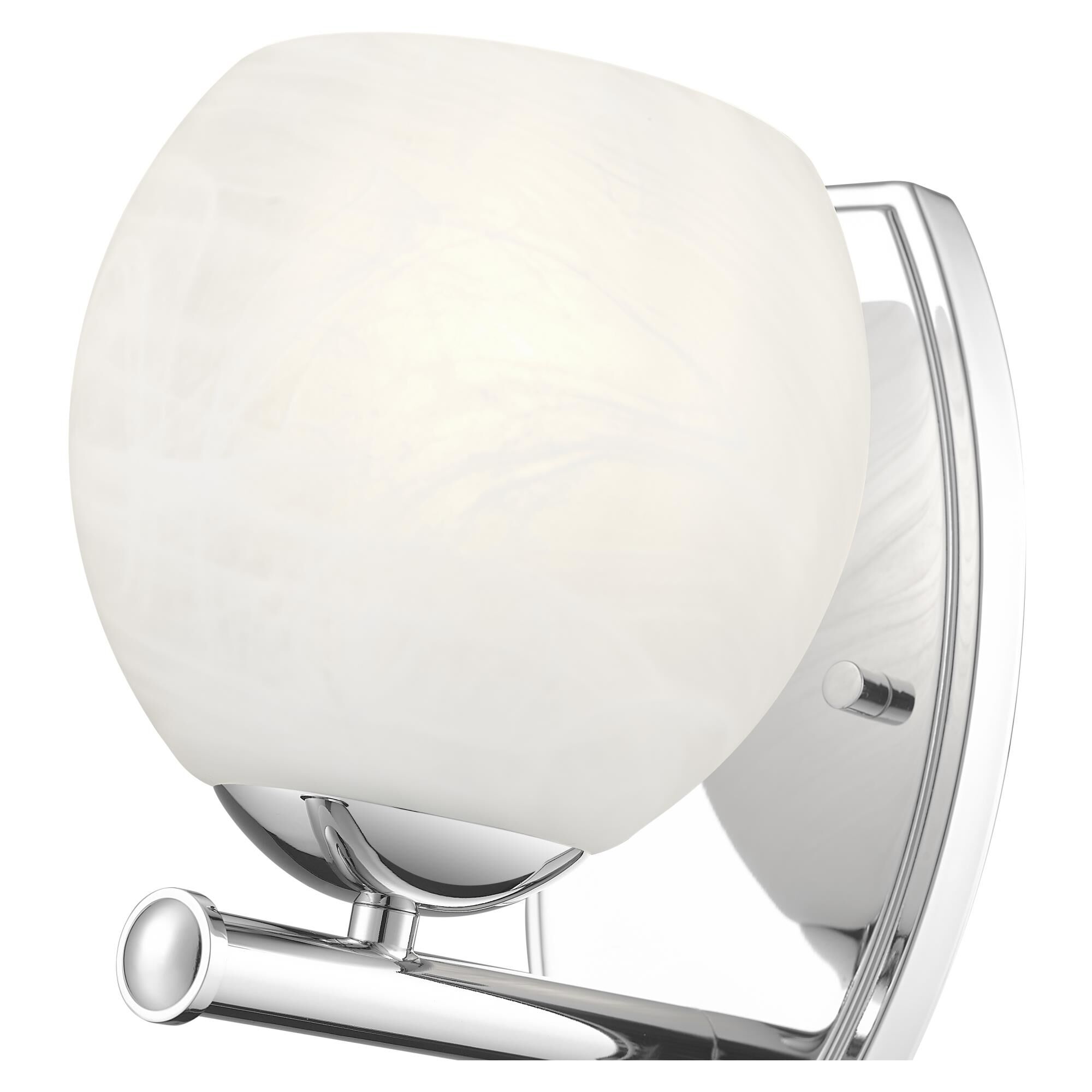 Shown in Chrome finish and Feathered White glass