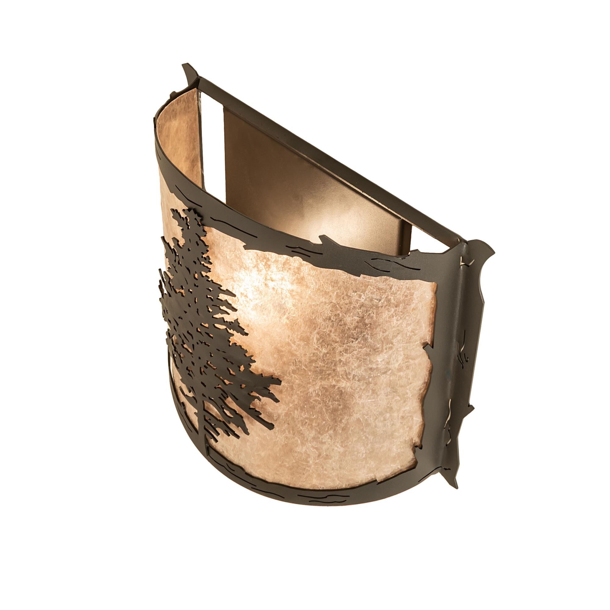 Shown in Wrought Iron finish and Silver Mica glass