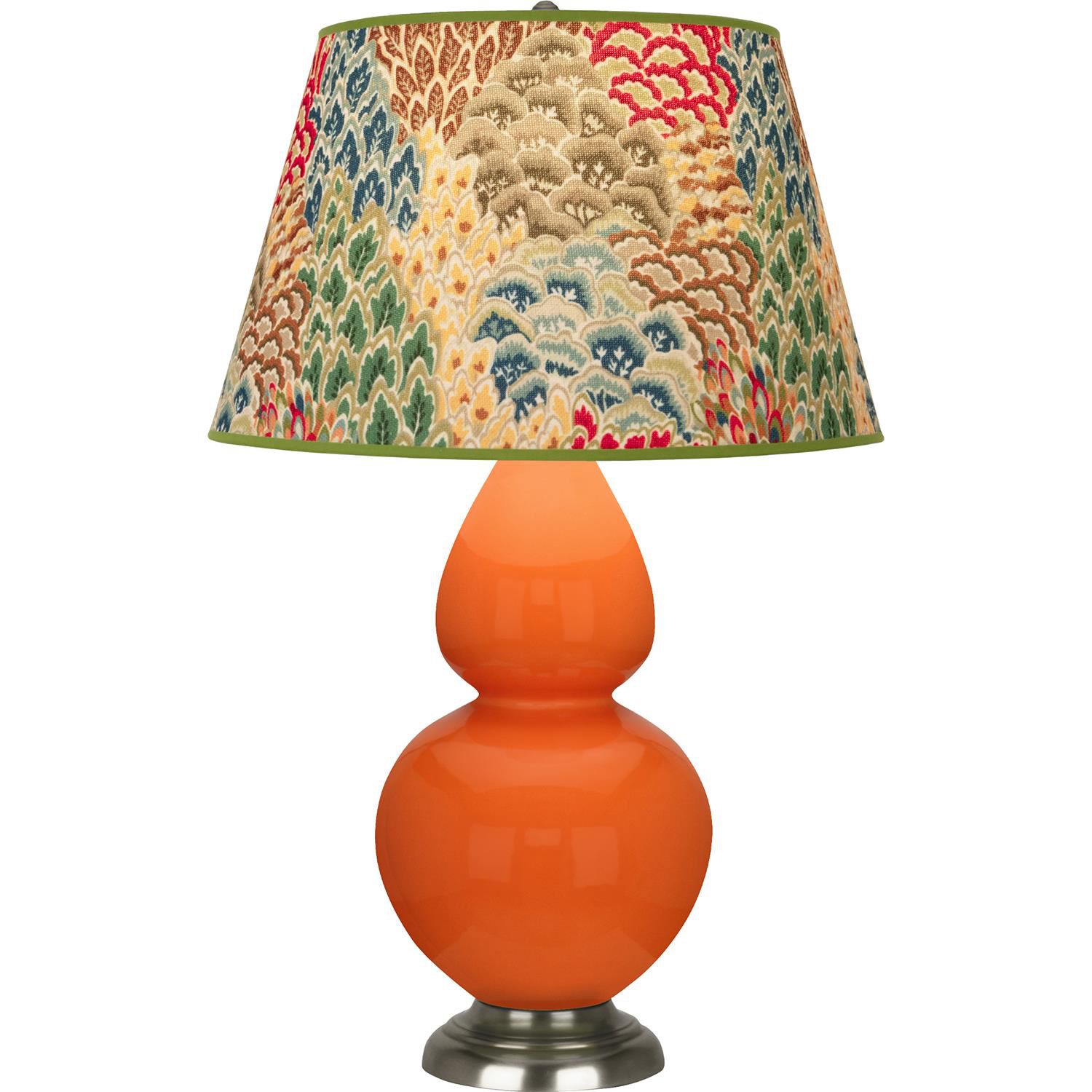 Shown in Pumpkin finish and Fall Floral shade and Antique Silver accent