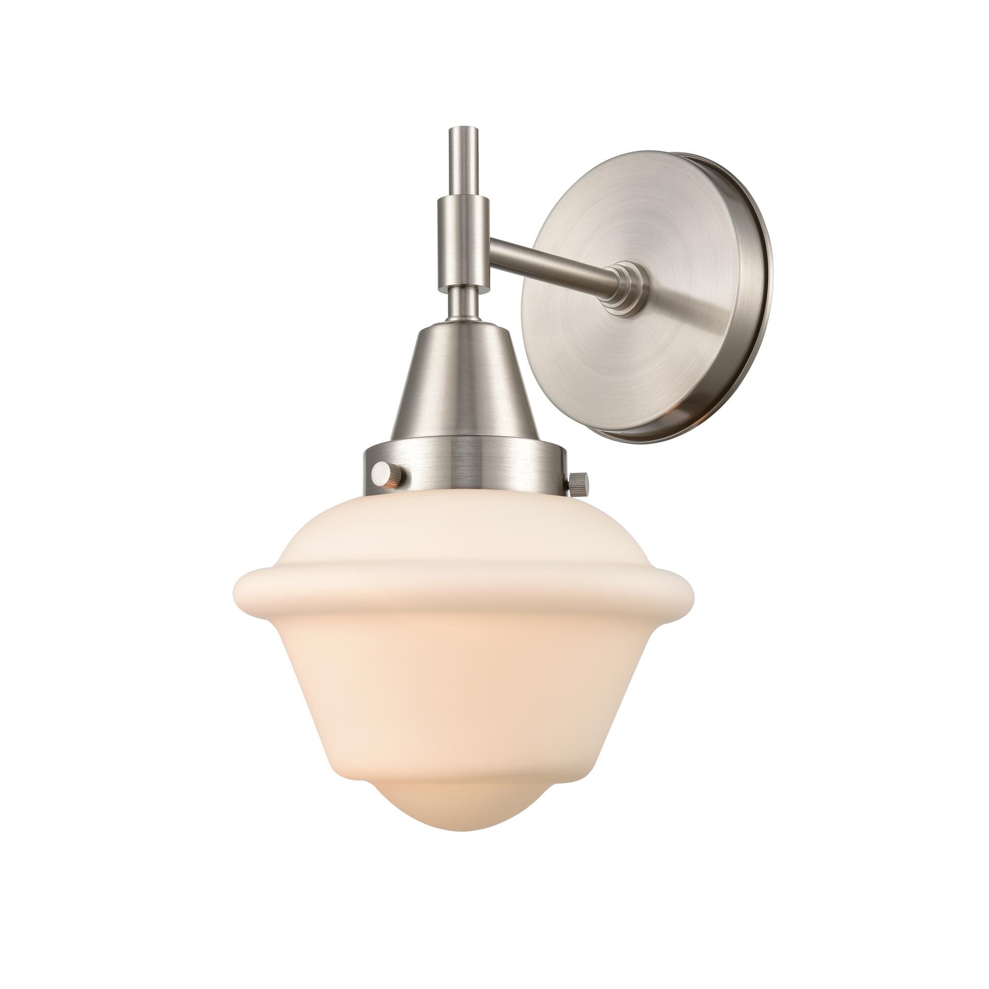 Shown in Satin Nickel finish and Matte White Cased Large Cone glass