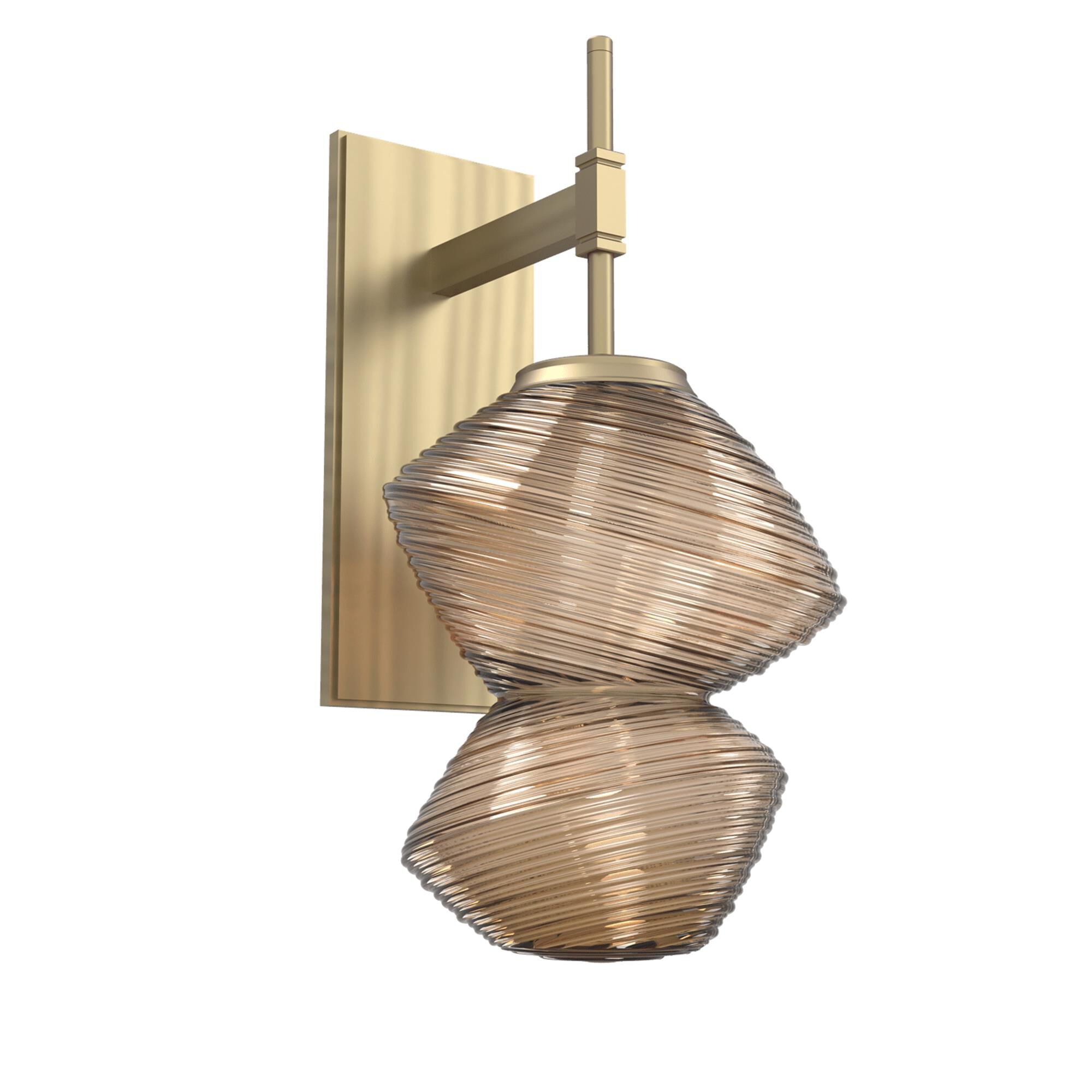 Shown in Heritage Brass finish and Bronze Blown glass