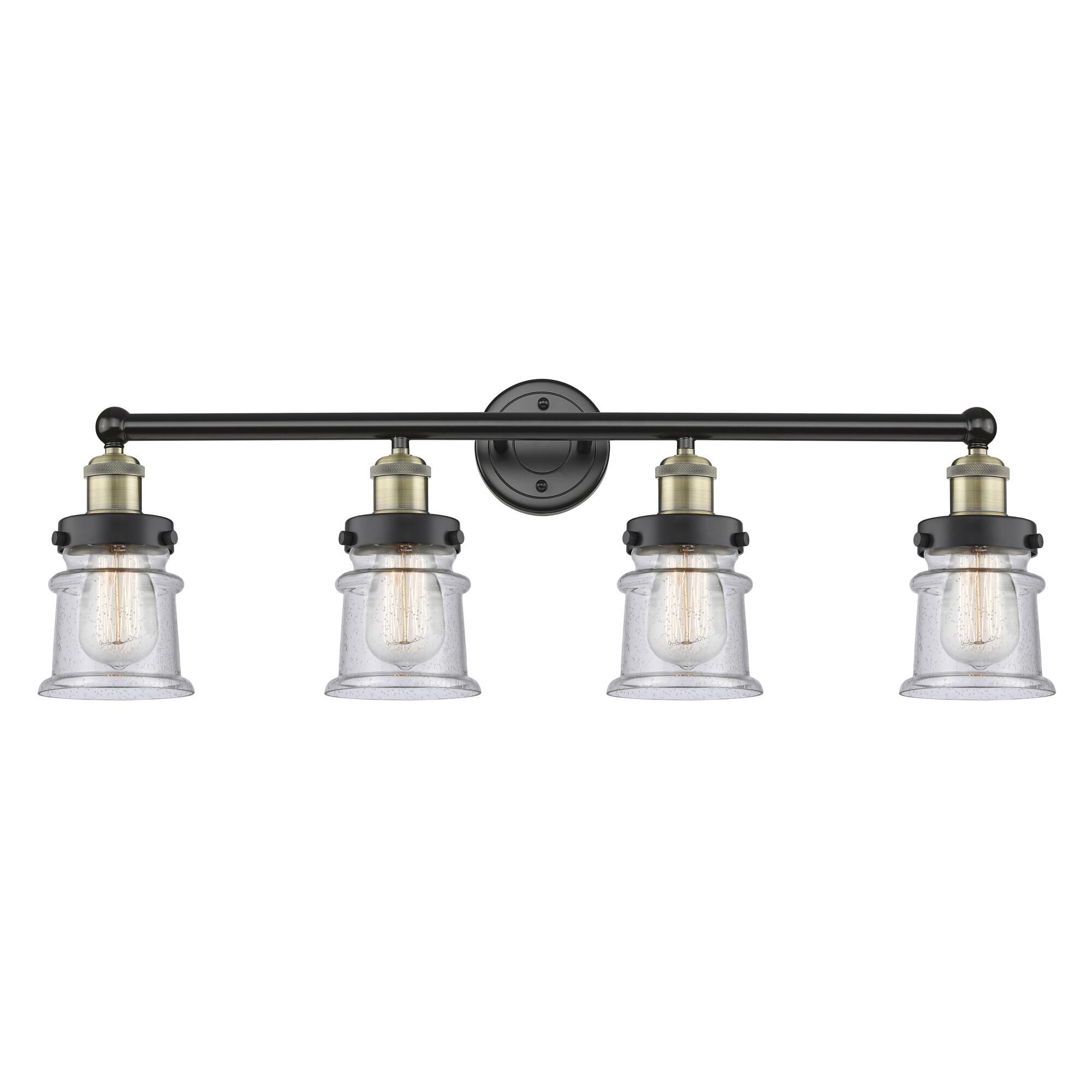 Shown in Black Antique Brass finish and Seedy glass