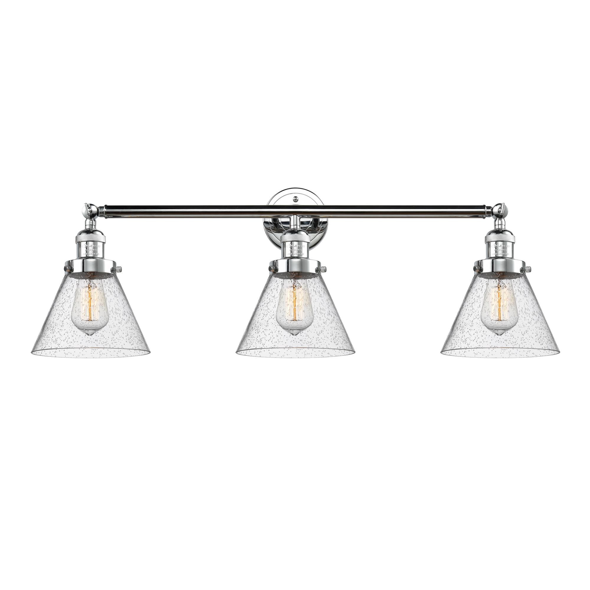 Shown in Polished Chrome finish and Seedy glass