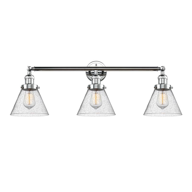 Bruno Marashlian Large Cone 32 Inch 3 Light Bath Vanity Light by Innovations Lighting