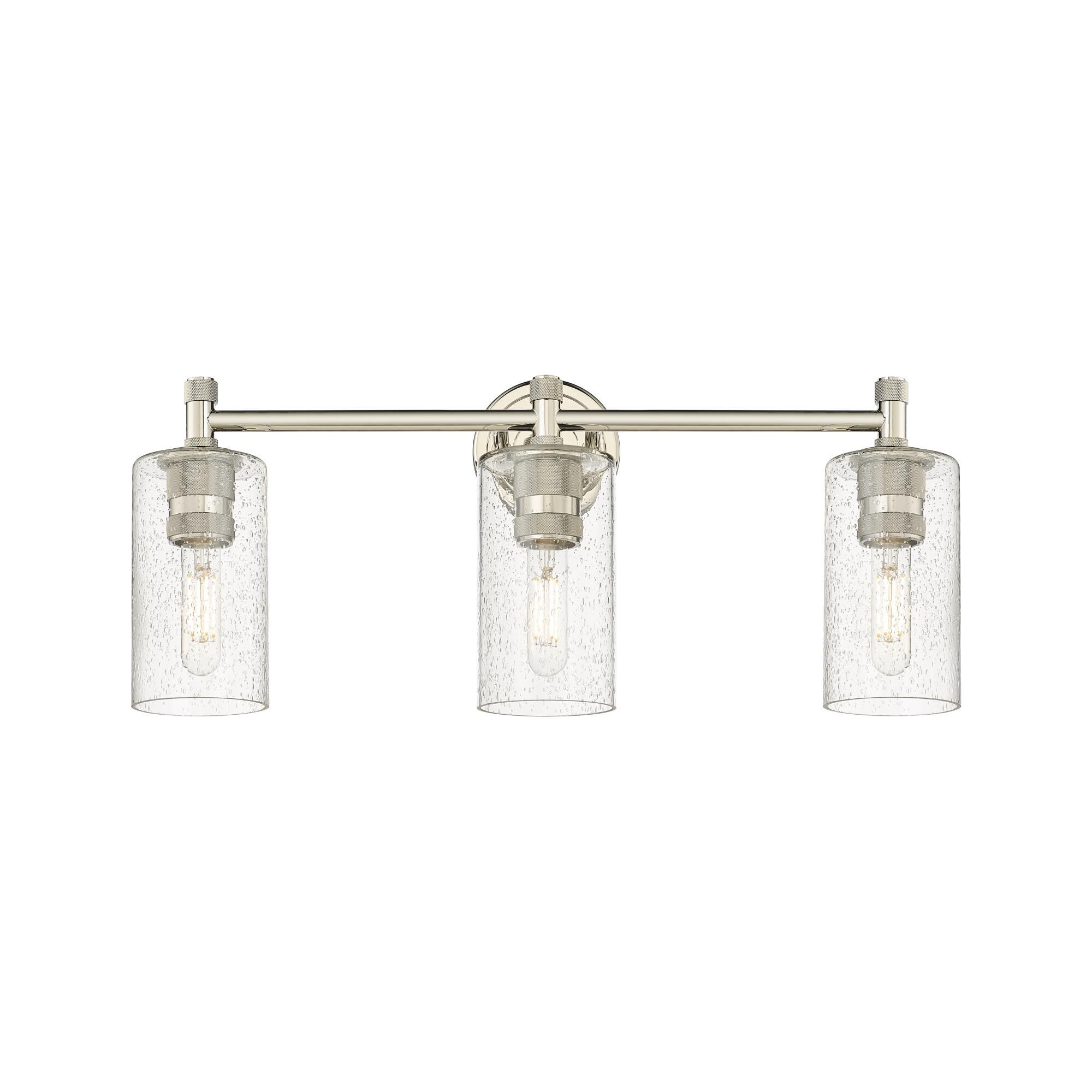 Shown in Polished Nickel finish and Seedy glass and Seedy Glass shade