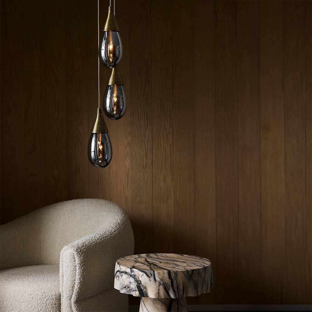 Shown in Smoke Luster and Antique Brass finish