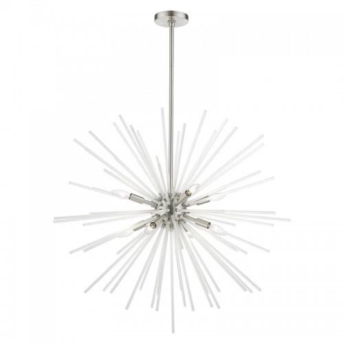 Shown in Brushed Nickel finish and Acid Etched Rods shade