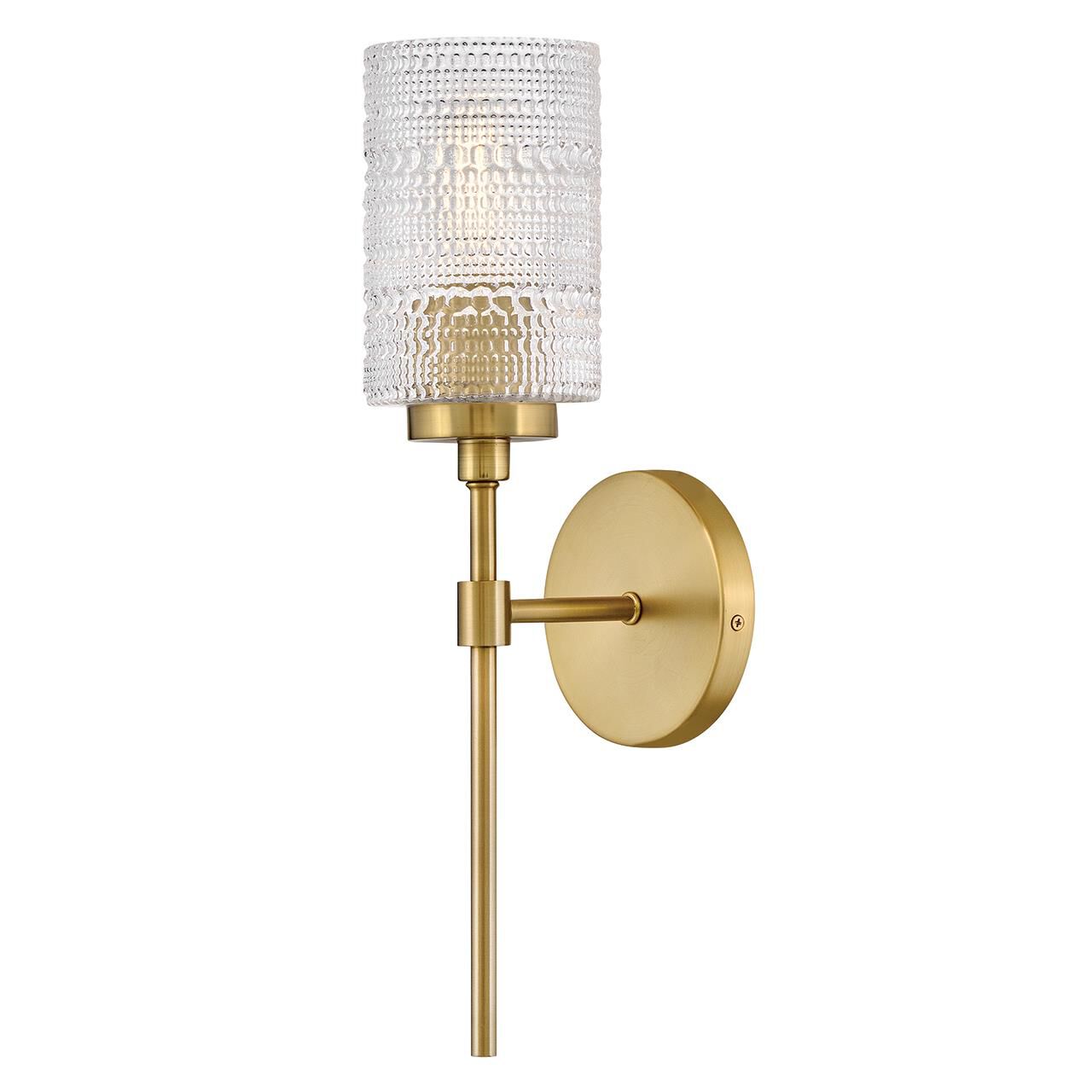 Shown in Lacquered Brass finish and Clear Hobnail glass