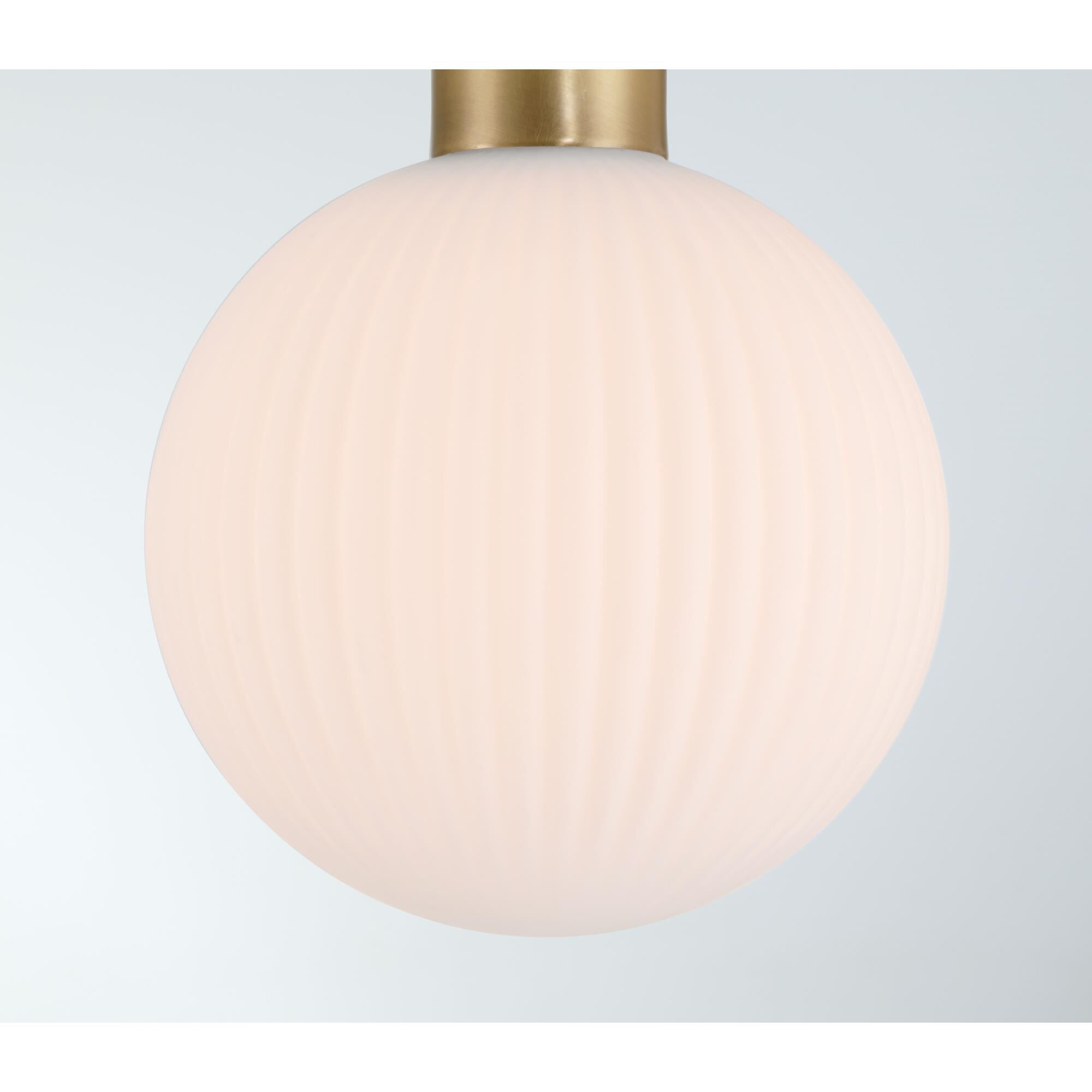 Shown in Legacy Brass finish and White Striped glass and Glass shade