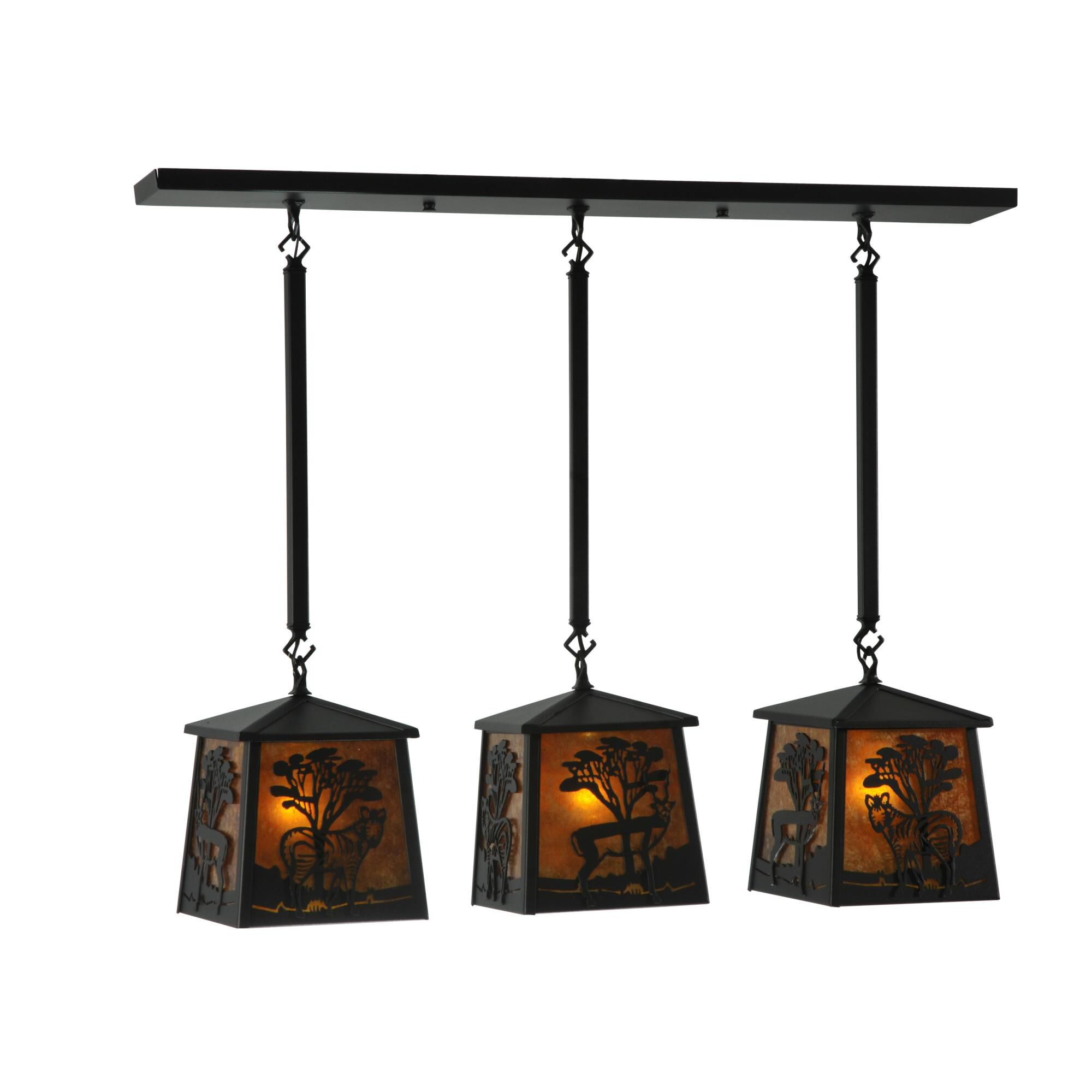 Shown in Black finish and Amber Mica glass