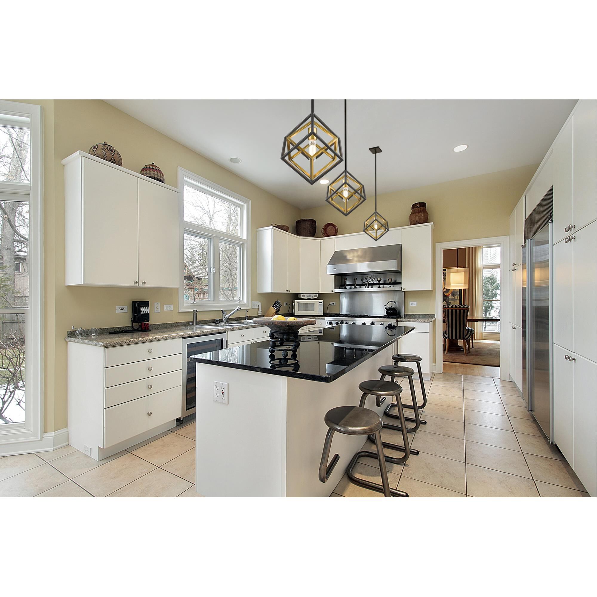 Shown in Olde Brass + Bronze finish and --- glass and --- shade