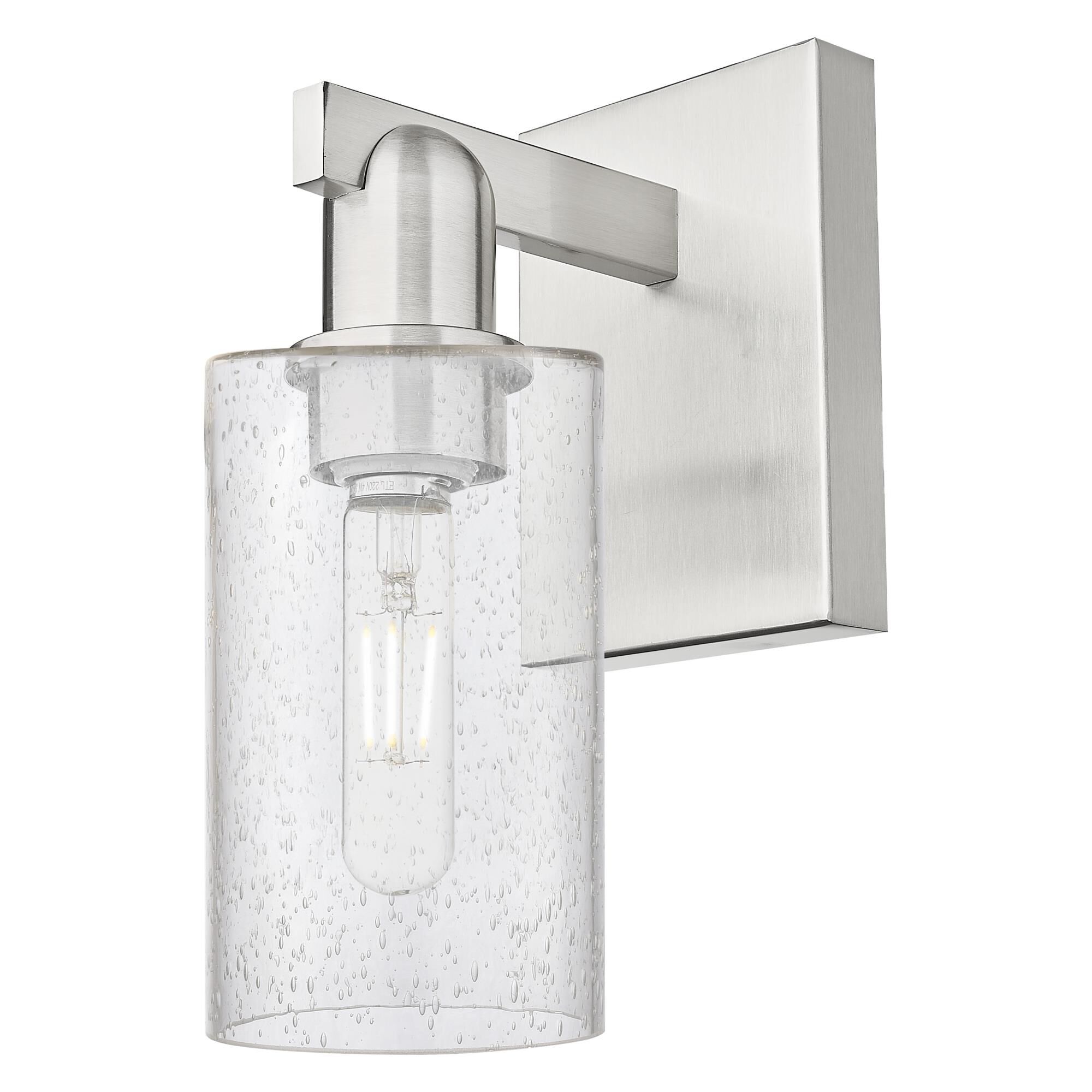 Shown in Brushed Satin Nickel finish and Seedy glass