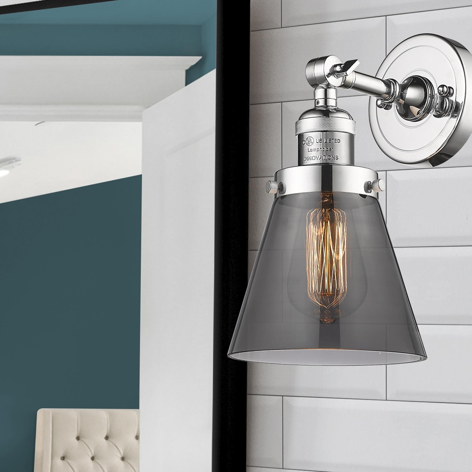 Shown in Polished Chrome finish and Smoked glass
