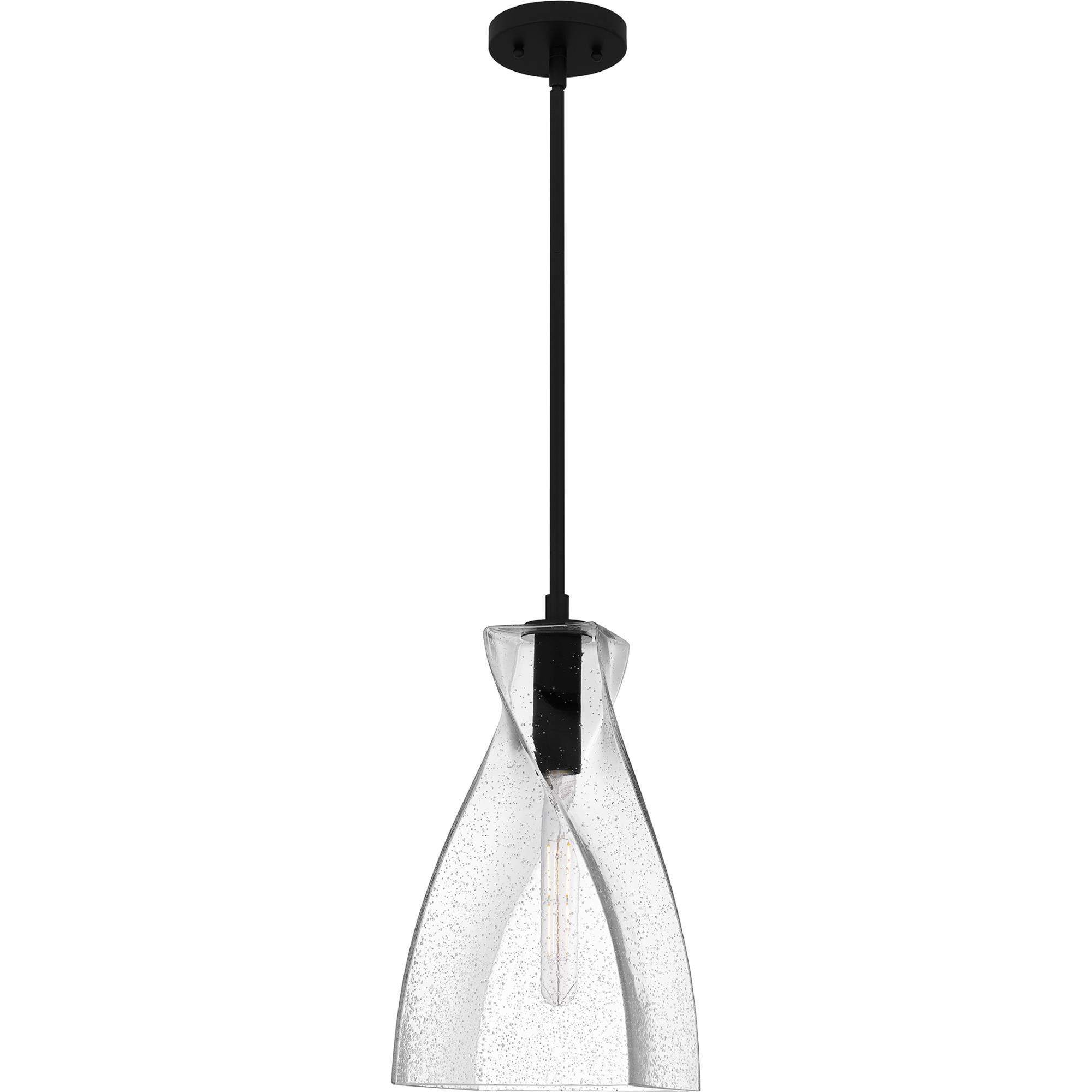 Shown in Matte Black finish and Clear Seedy Glass shade
