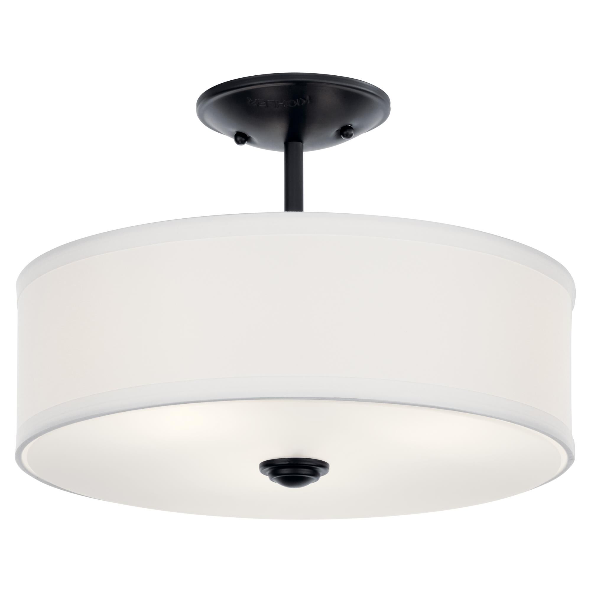 Shown in Black finish and Satin Etched glass and White Micro-Fiber shade