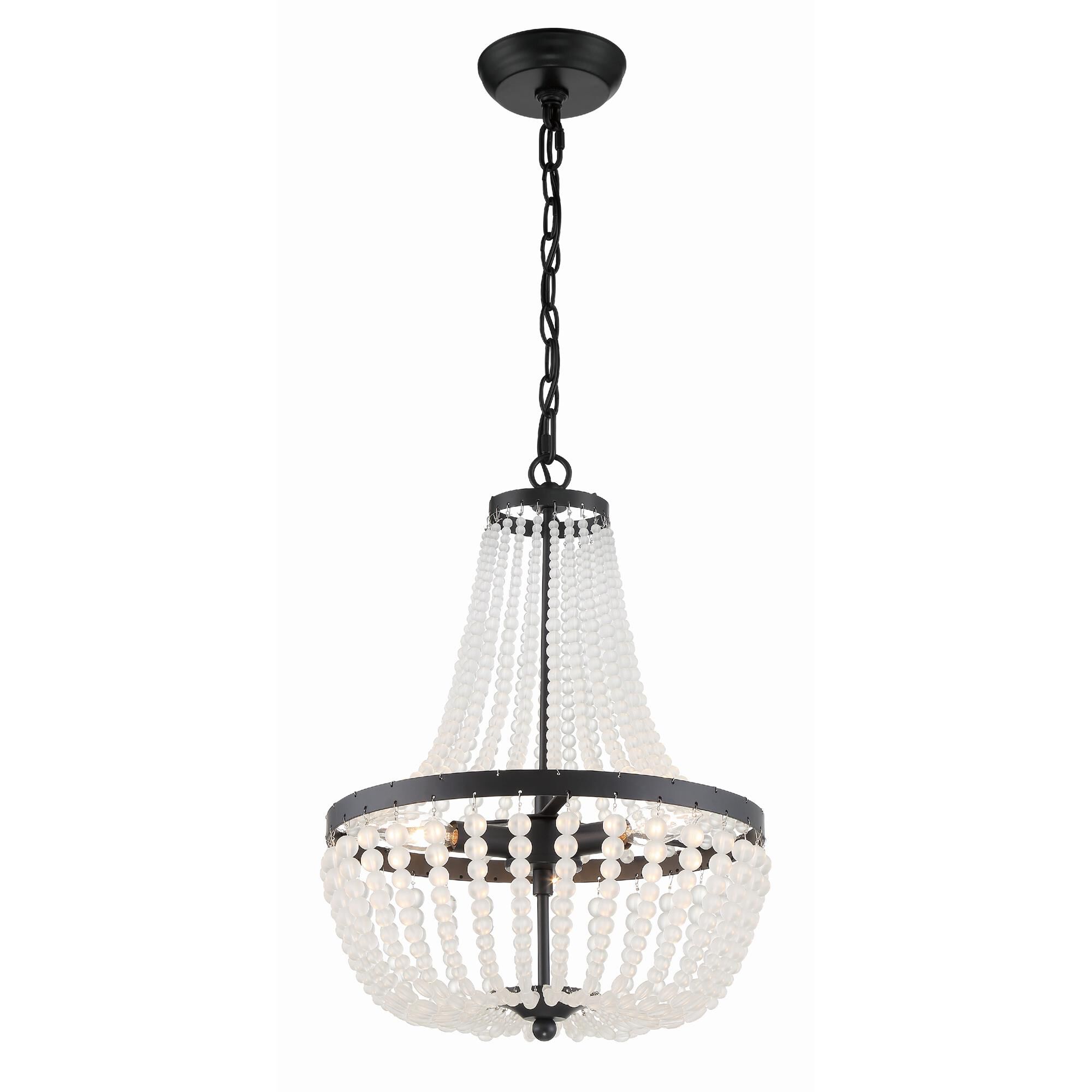 Shown in Matte Black finish and Frosted Glass Beads crystal
