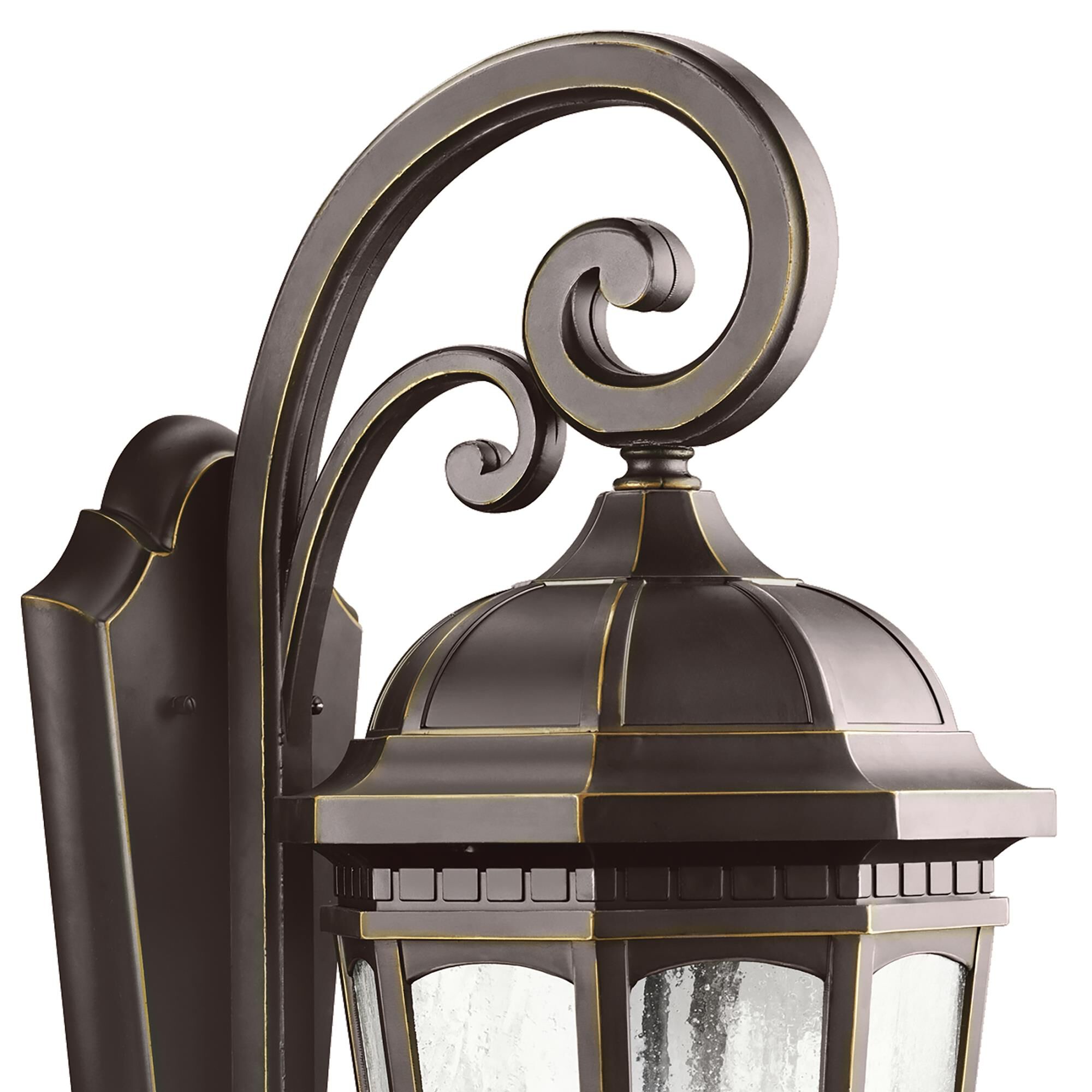 Shown in Rubbed Bronze finish and Clear Seeded glass