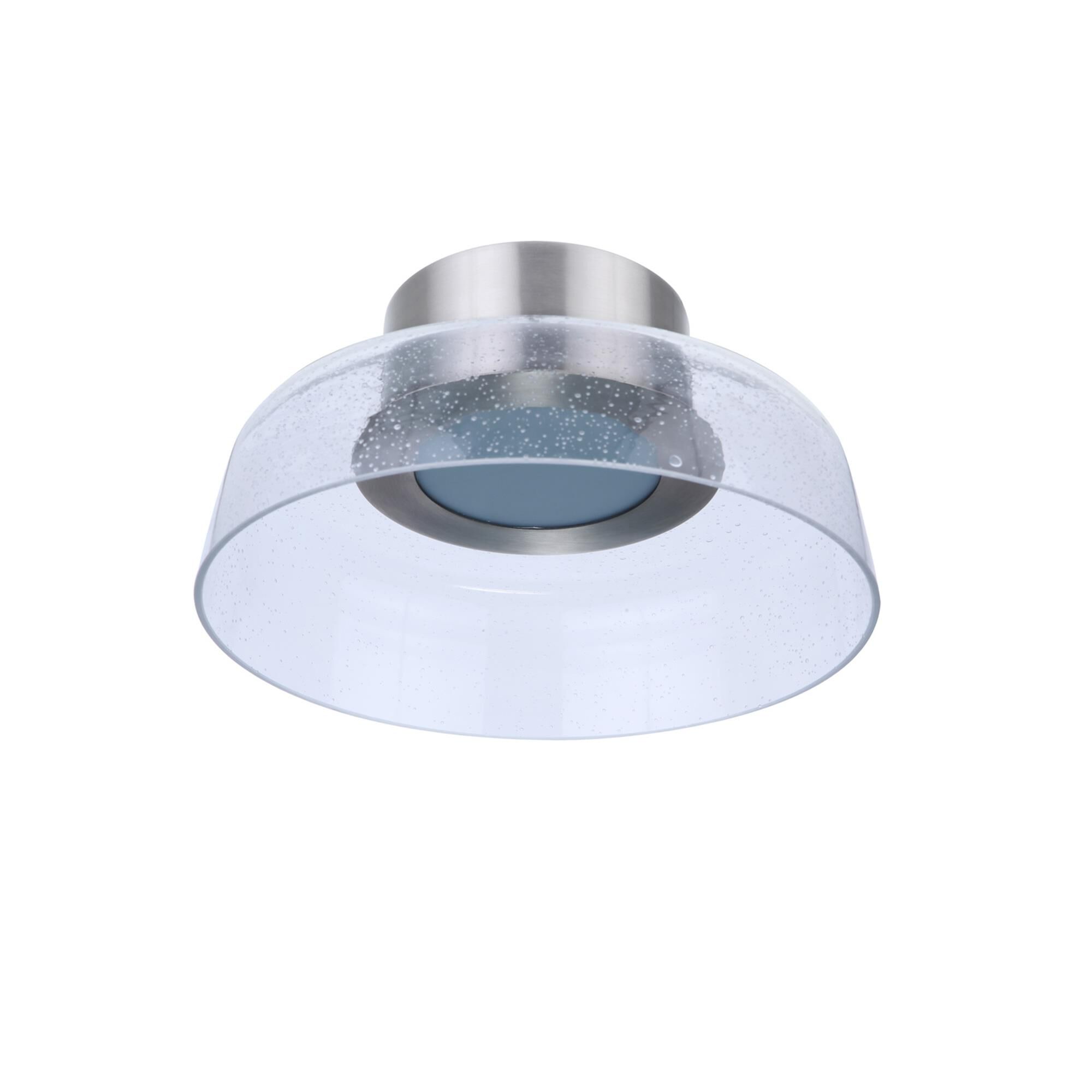 Shown in Brushed Polished Nickel finish and Clear Seeded glass