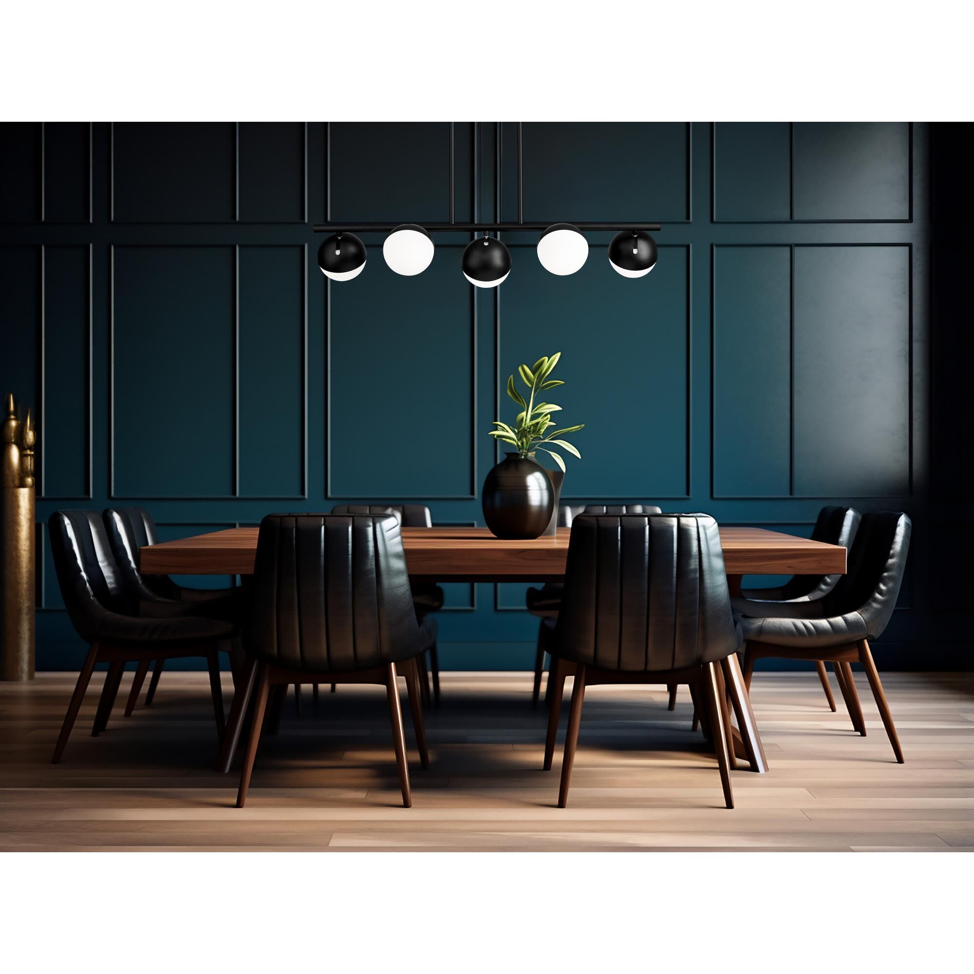 Shown in Matte Black finish and Matte Opal glass and Matte Opal shade