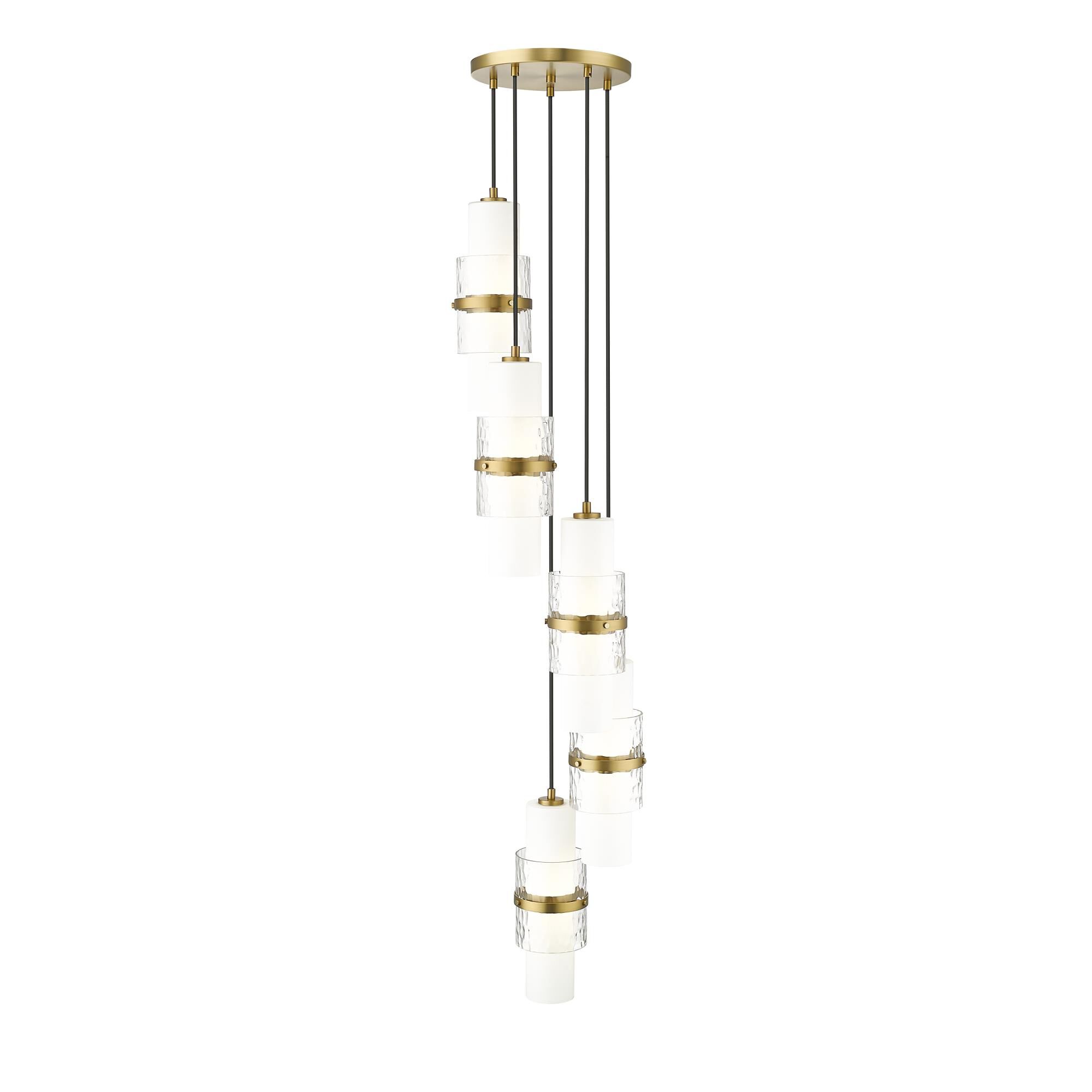 Shown in Modern Gold finish and Clear + Etched Opal glass and Clear + Etched Opal shade