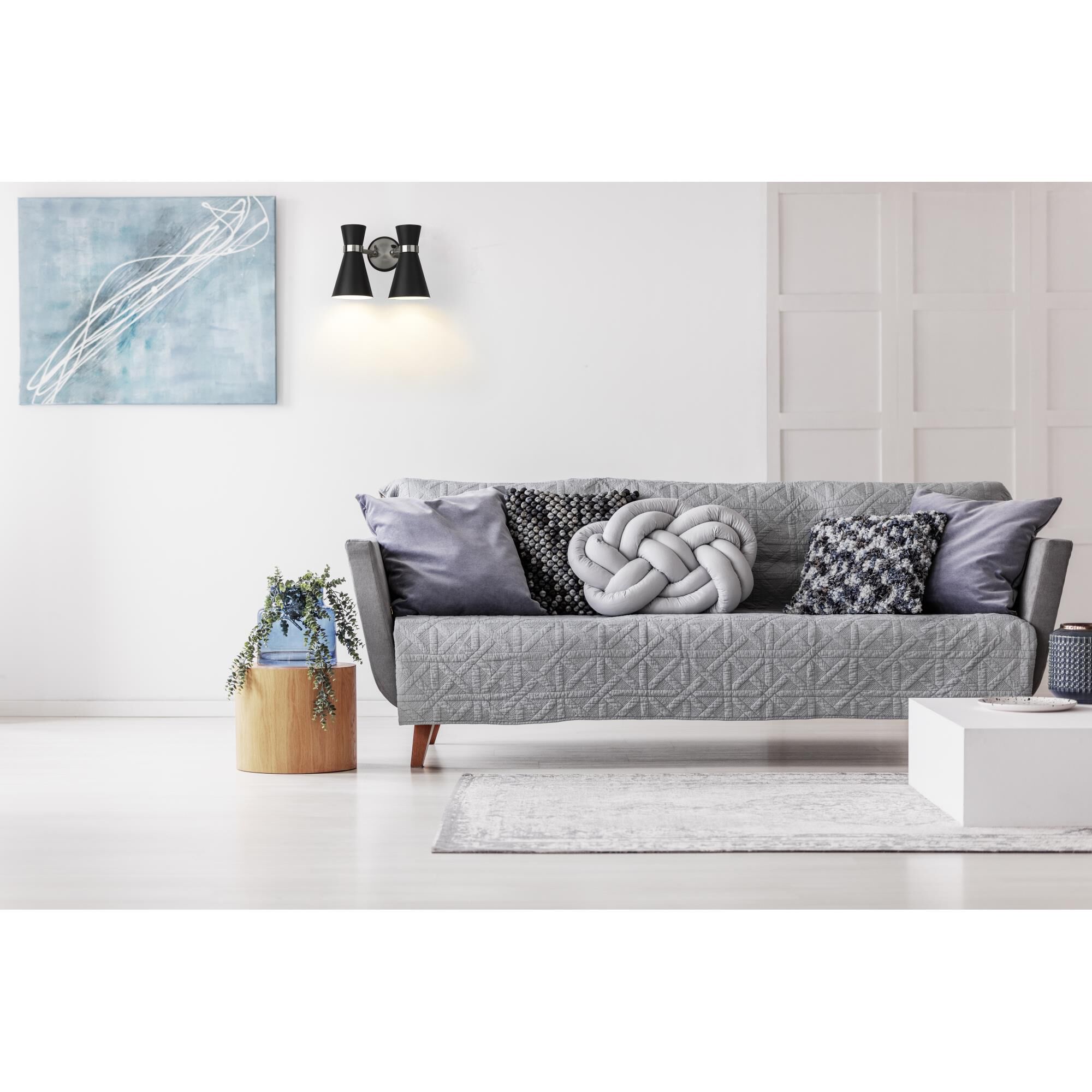 Shown in Matte Black + Brushed Nickel finish and Metal glass and Metal shade