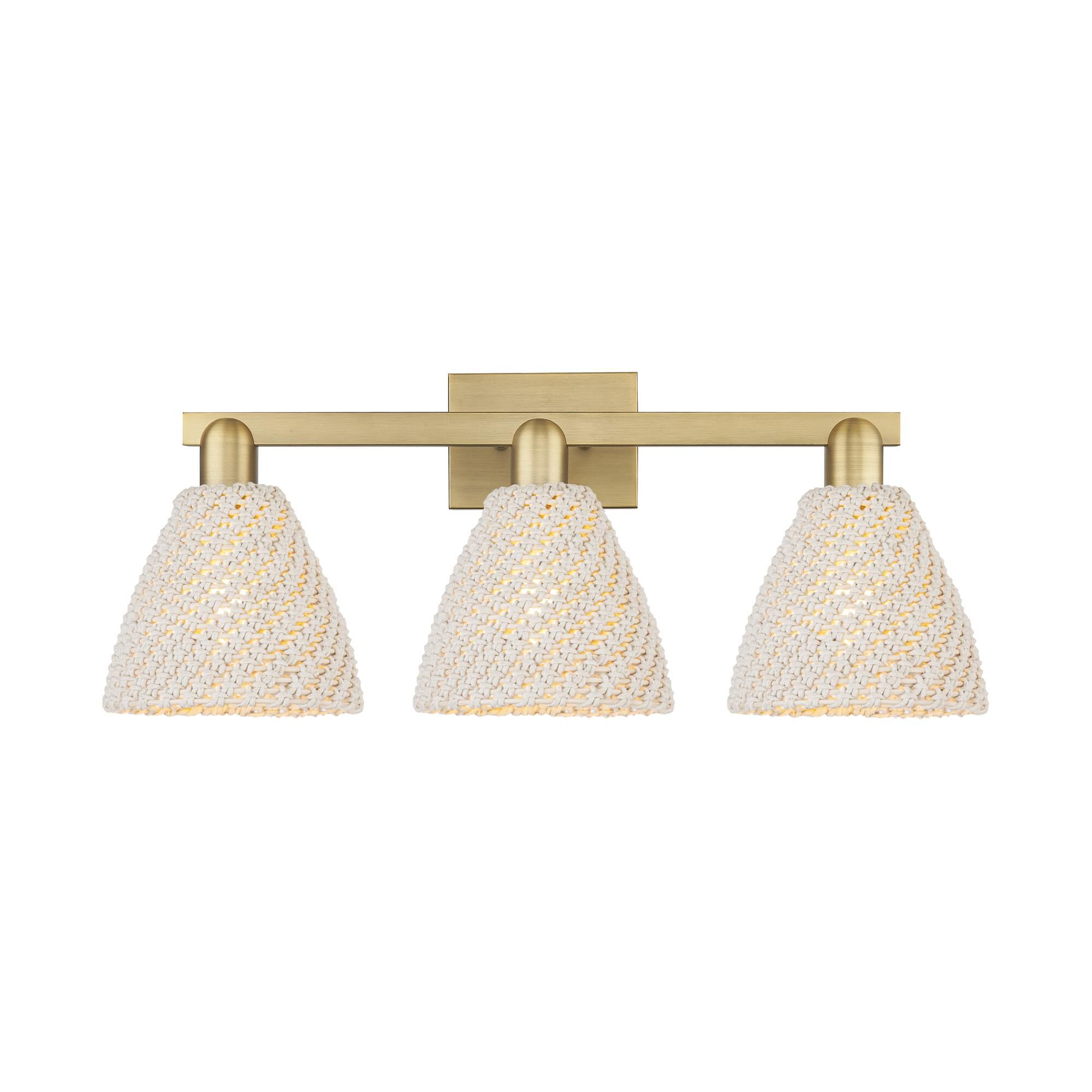 Shown in Brushed Brass finish and Natural shade