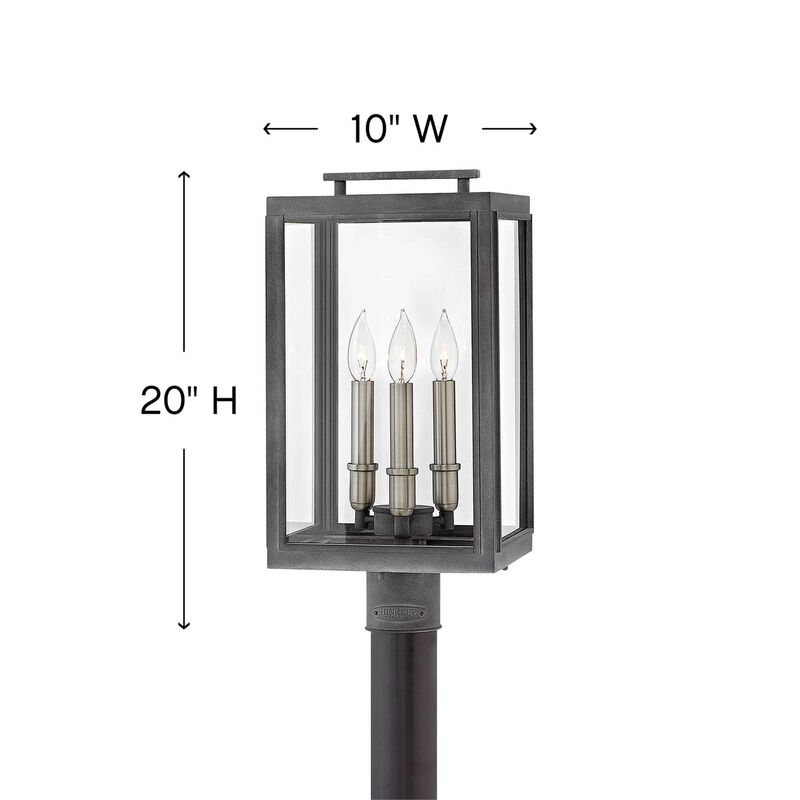 Sutcliffe 20 Inch Tall 3 Light Outdoor Post Lamp by Hinkley Lighting