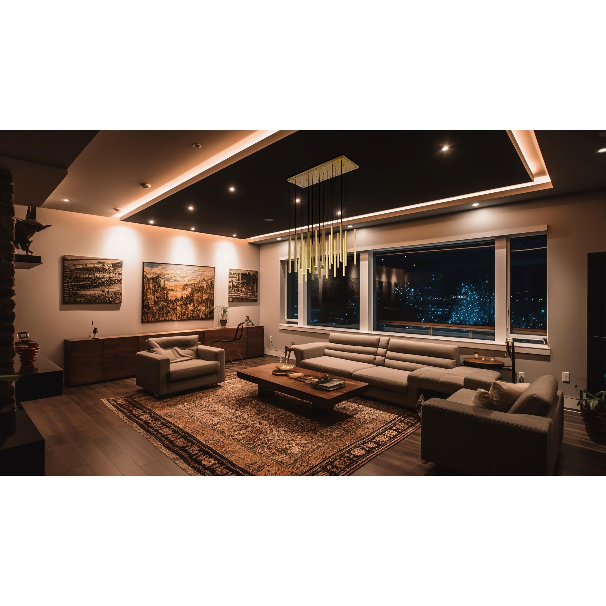 Shown in Modern Gold finish and Modern Gold glass and Modern Gold shade