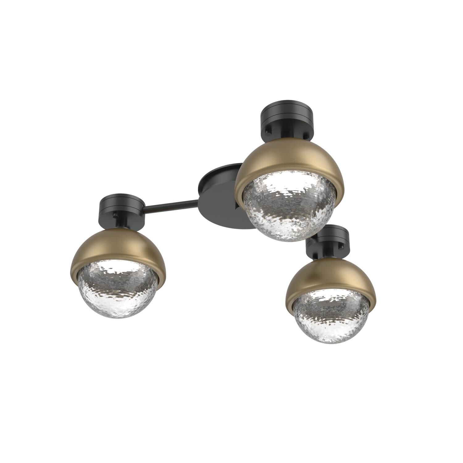 Shown in Matte Black finish and Clear glass and Gilded Brass accent