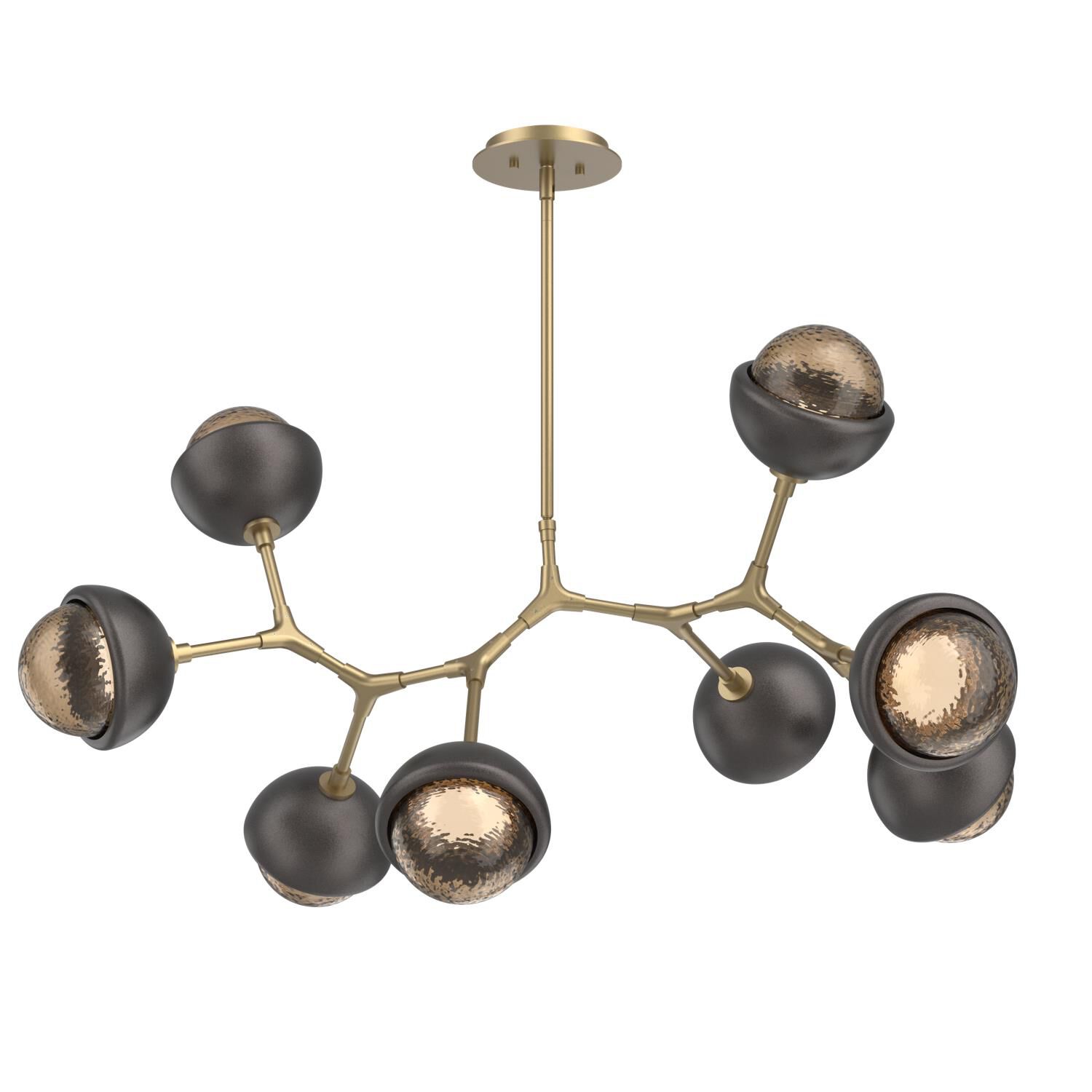 Shown in Gilded Brass finish and Bronze glass and Graphite accent