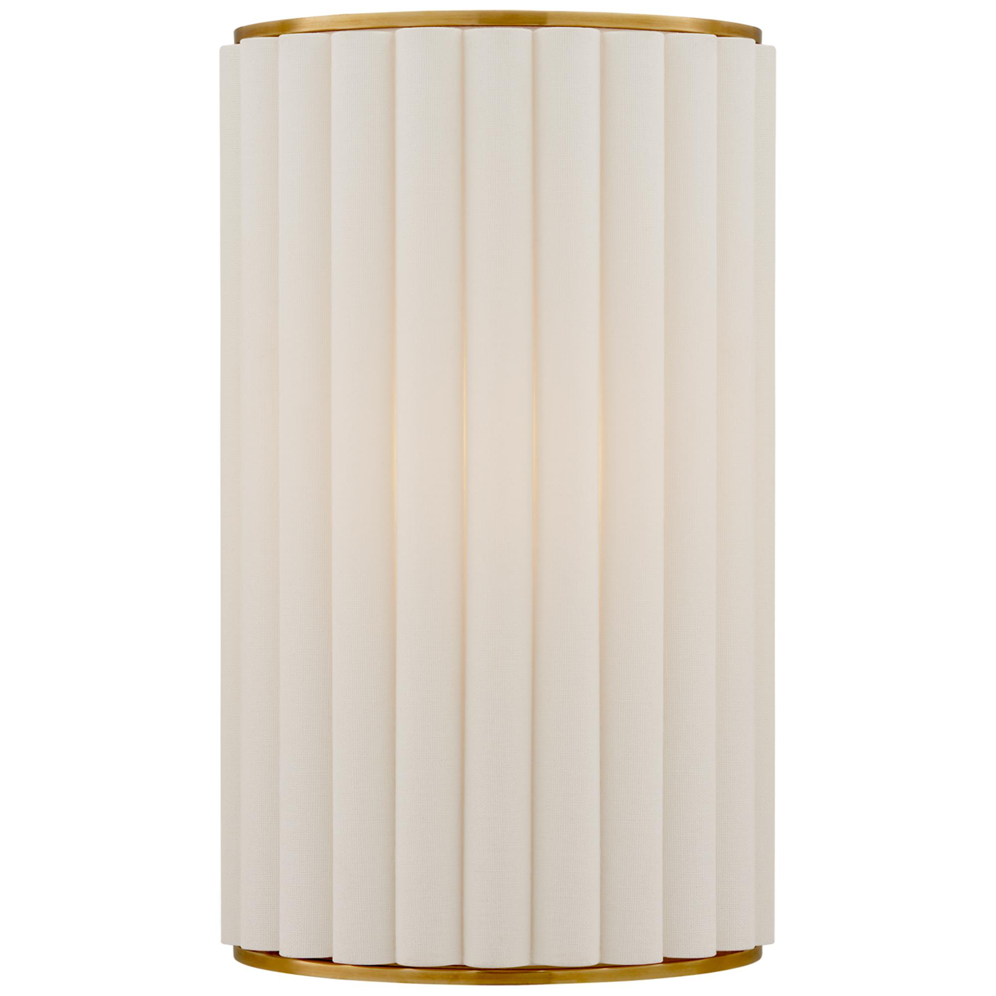 Shown in Hand-Rubbed Antique Brass finish and Linen shade