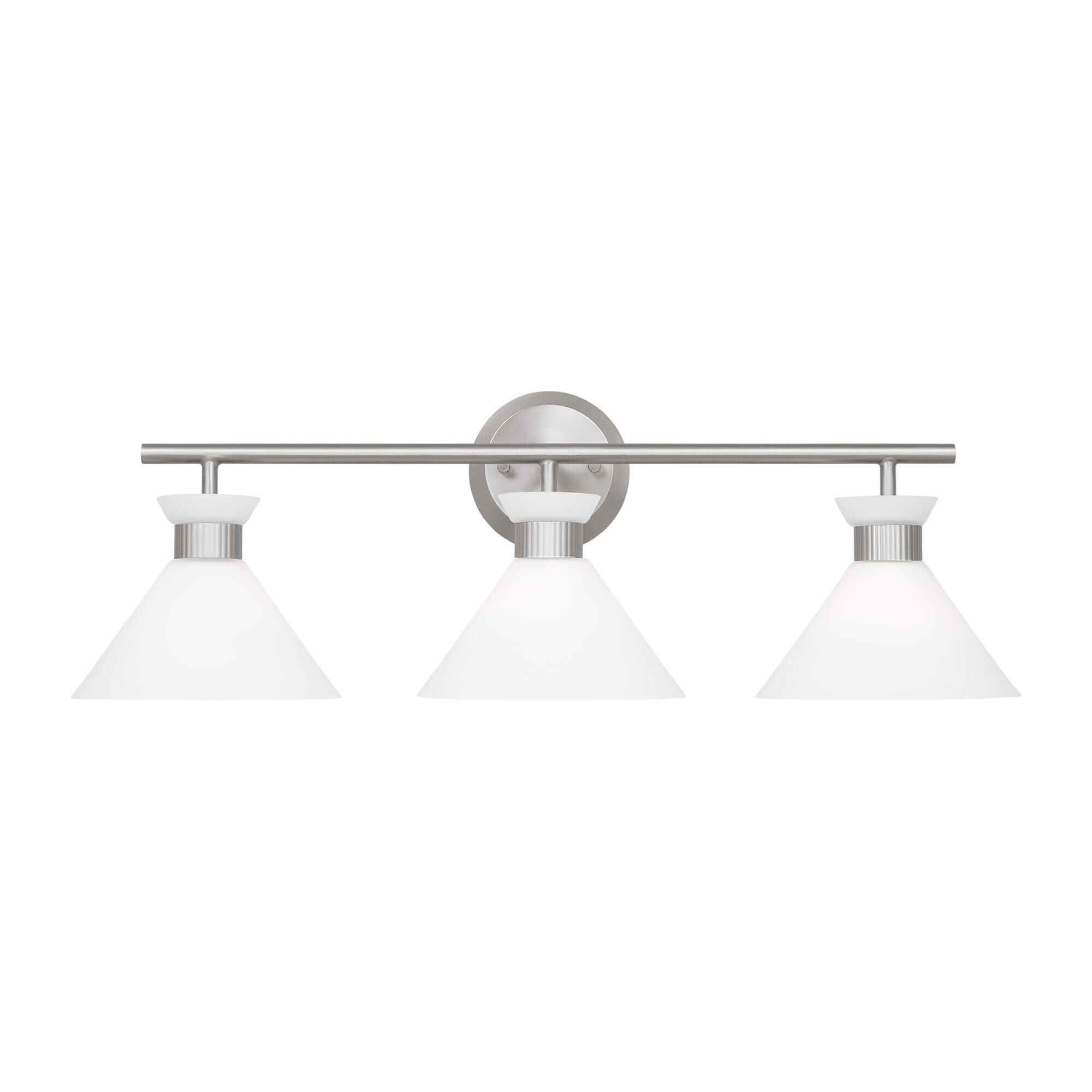 Shown in Brushed Steel finish and Etched White Glass s shade