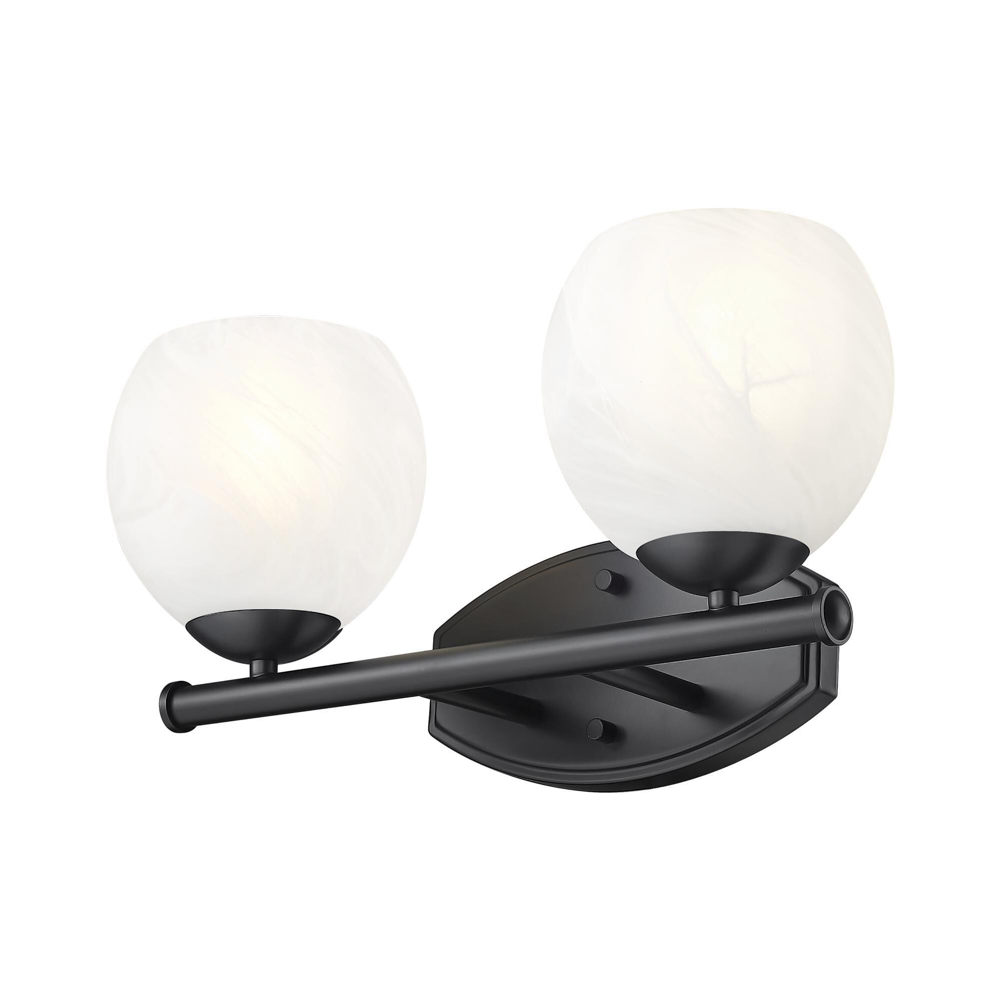 Shown in Matte Black finish and Feathered White glass