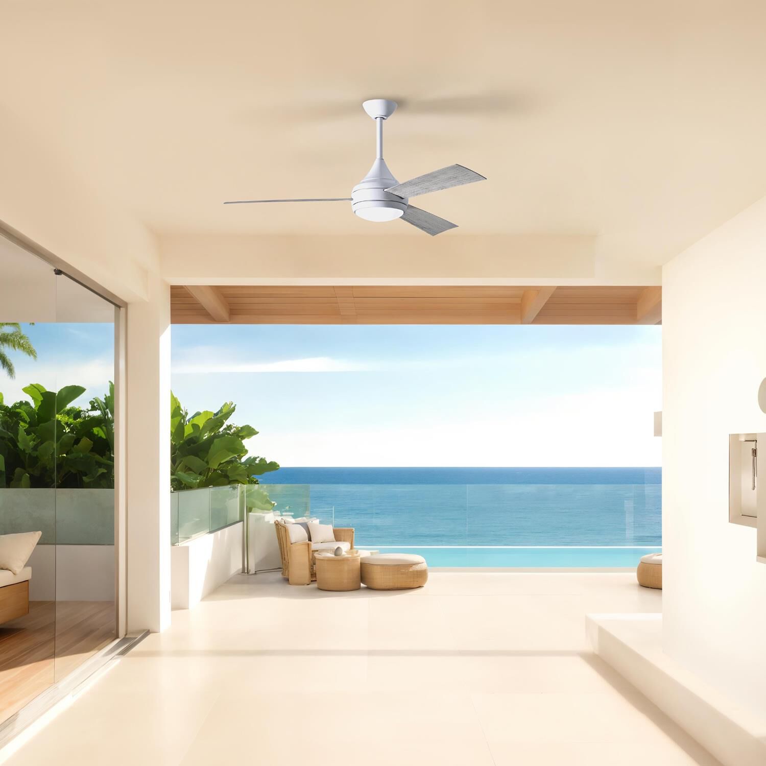 Donaire Outdoor Coastal Wet Rated 52 Inch Ceiling Fan with Light Kit by Matthews Fan Company