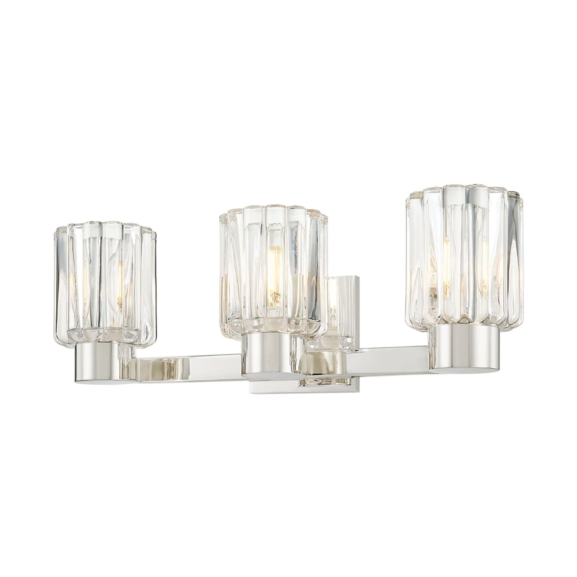 Shown in Polished Nickel finish and Clear Optic glass